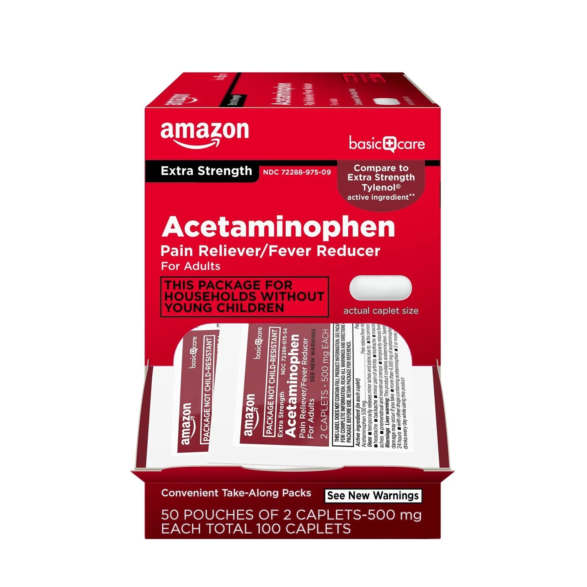 Amazon Basic Care Extra Strength Acetaminophen Caplets 500 mg, Pain Reliever and Fever Reducer, Gentle on Stomach, For Arthritis Pain, Backache Pain and More, 50 Packets of 2 Capsules Each, 100 Count Amazon Basic Care buy supplements canada