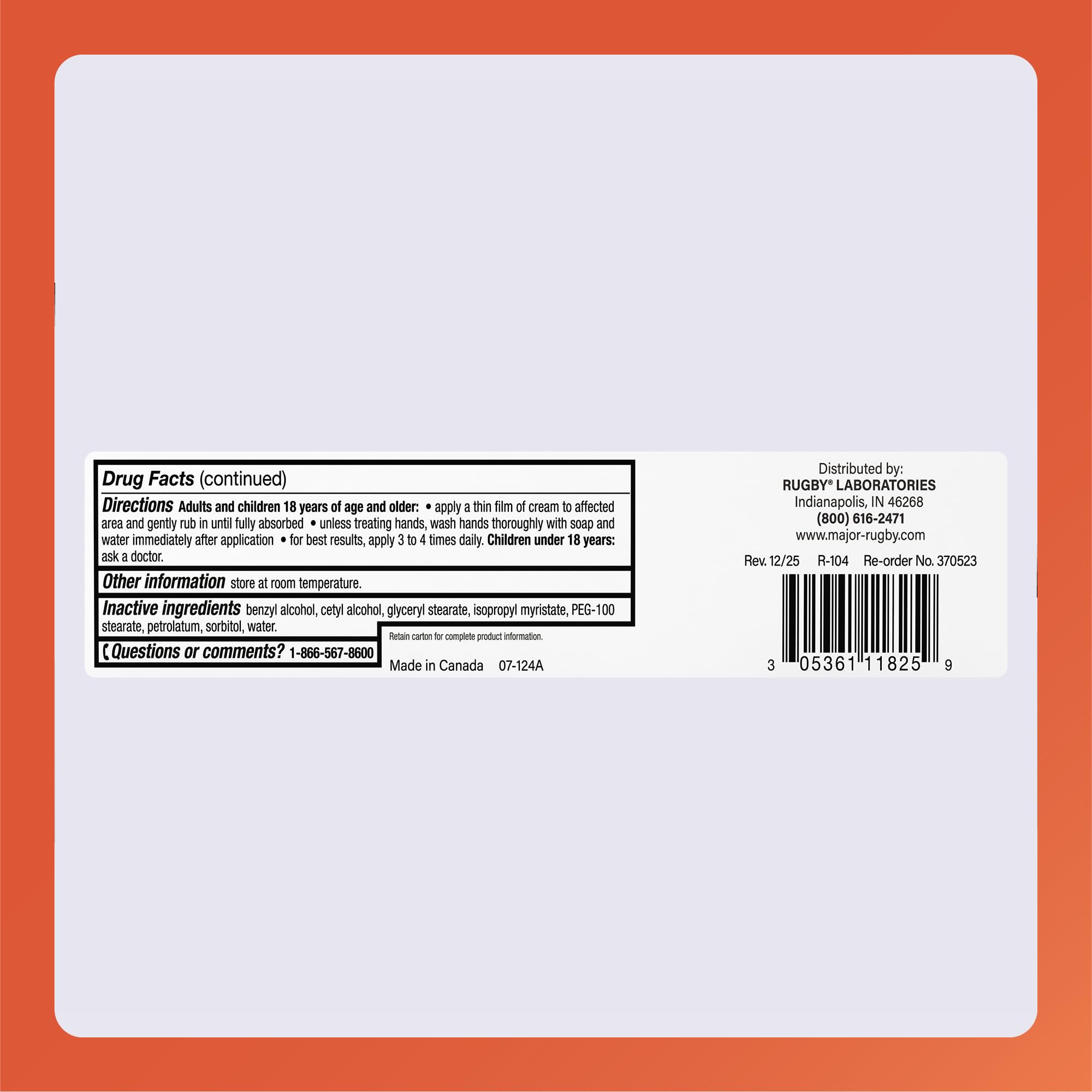 Rugby High Potency Capsaicin 0.075% Cream - Pain Relief Cream for Arthritis - 2 Oz (57g), (1 Pack) RUGBY LABORATORIES buy supplements canada