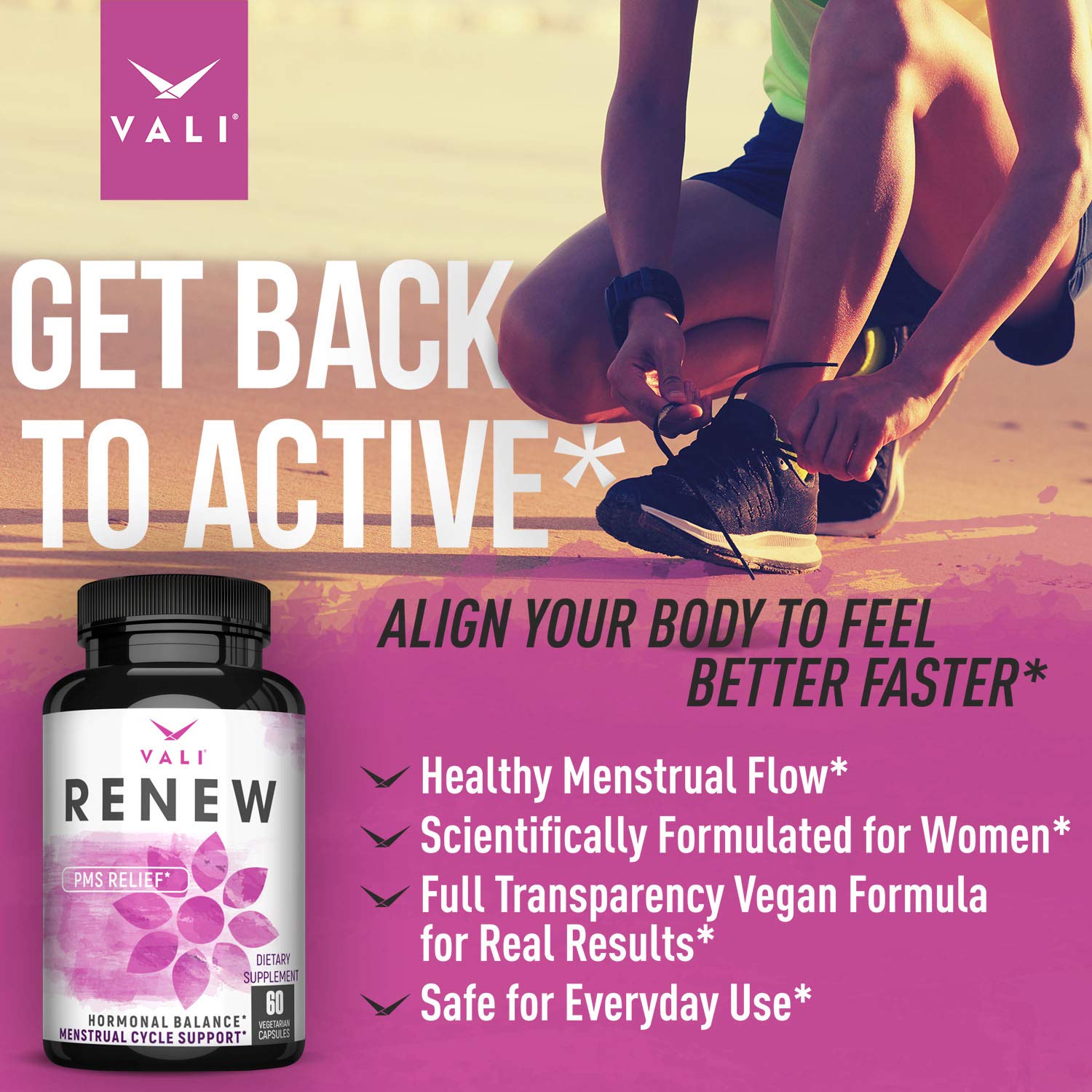 VALI Renew PMS Relief Supplement. Women’s Menstrual Cycle Support. Herbal Formula VALI buy supplements canada