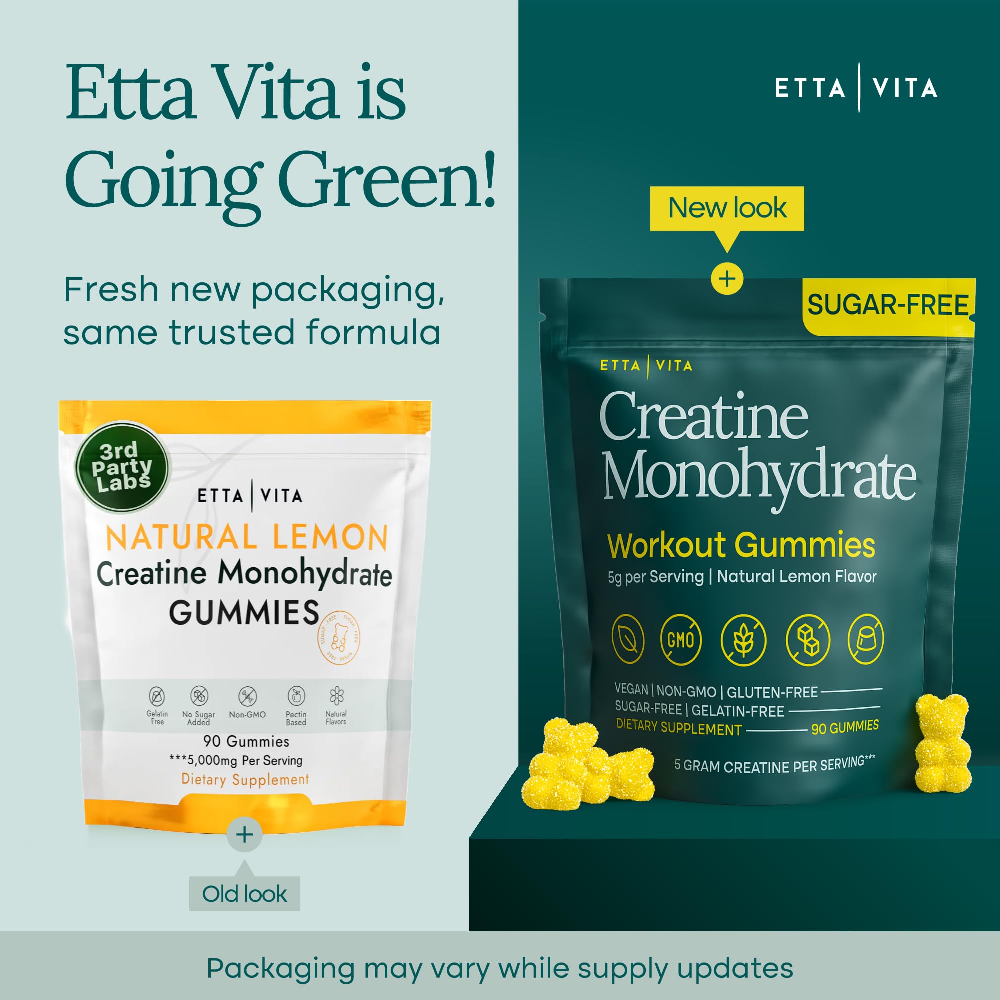 Sugar-Free Creatine Monohydrate Gummies 5gram per Serving, Potent Creatine Gummies for Women & Men, Supplement for Muscle Support, Cellular Energy & Cognitive Function [Lemon Drops Candy Flavor] Etta Vita buy supplements canada