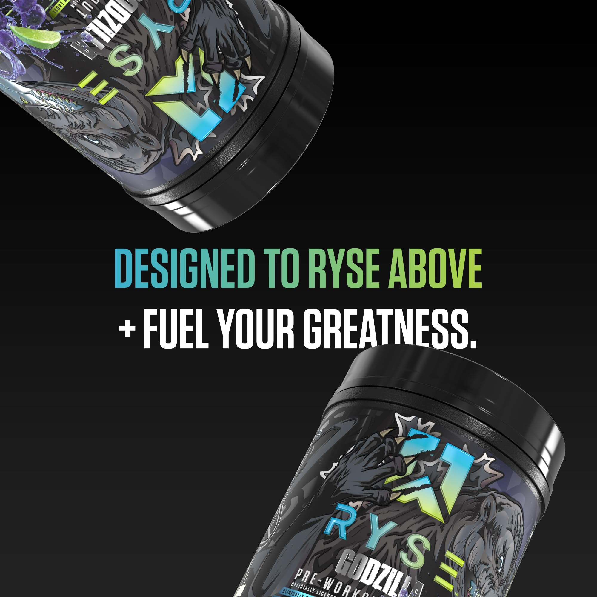 RYSE Godzilla X Noel Deyzel Pre Workout Powder - Monsterberry Lime - 400mg Caffeine, High Stim Pre-Workout for Men & Women with Citrulline & Beta Alanine - Energy, Pump & Focus - 20/40 Servings RYSE Up Supplements buy supplements canada