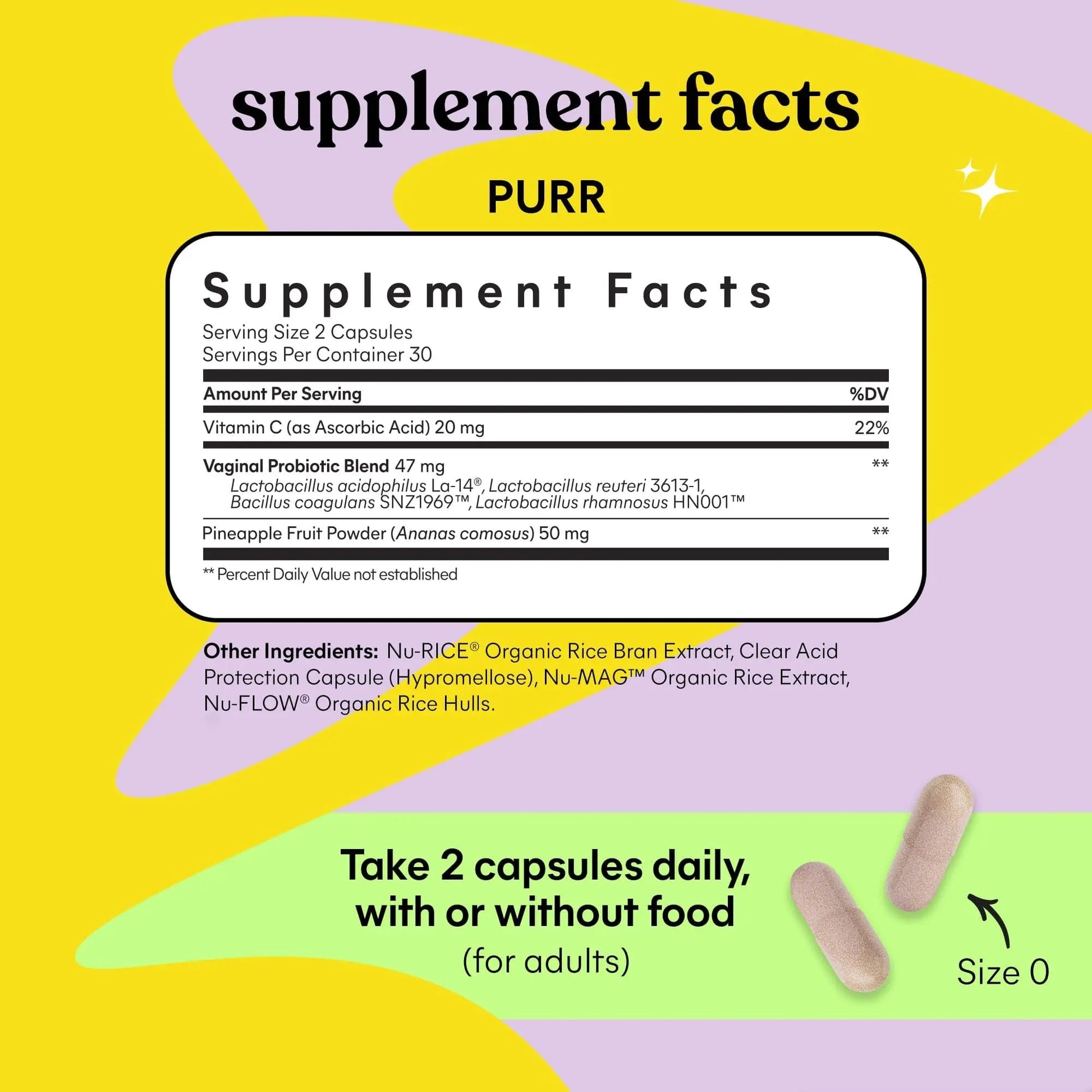 Lemme Purr Vaginal Probiotics for Women - Promotes pH Balance, Healthy Vaginal Odor & Urinary Tract Health w/Lactobacillus Blend, Clinically Tested Strains, Pineapple & Vitamin C - 60 Veggie Capsules Lemme buy supplements canada