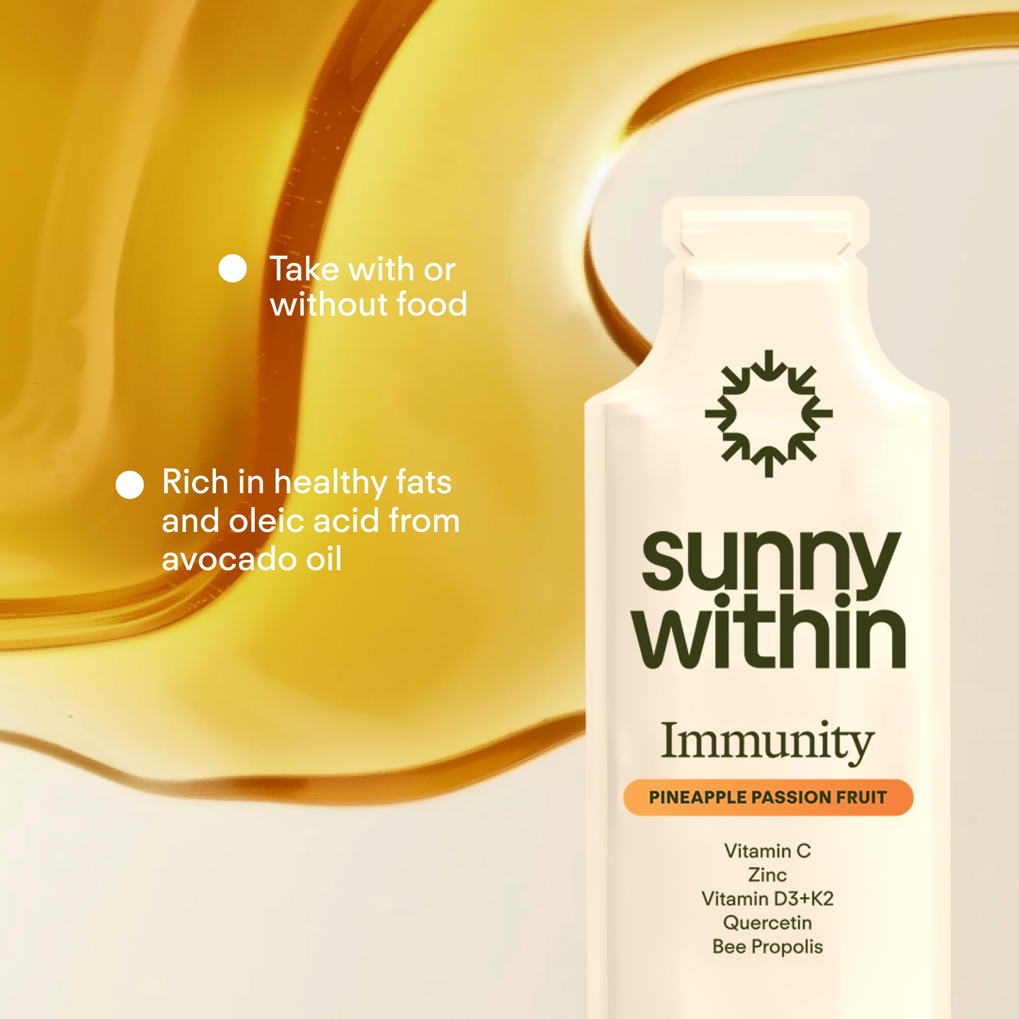 Sunny Within Immunity - 6-in-1 Liposomal Vitamin C Packets, Zinc, D3 + K2, Quercetin, Bee Propolis & Avocado Oil - Antioxidant Liquid Supplement for Immunity, Skin & Bone* - 30 Pouches Sunny Within buy supplements canada