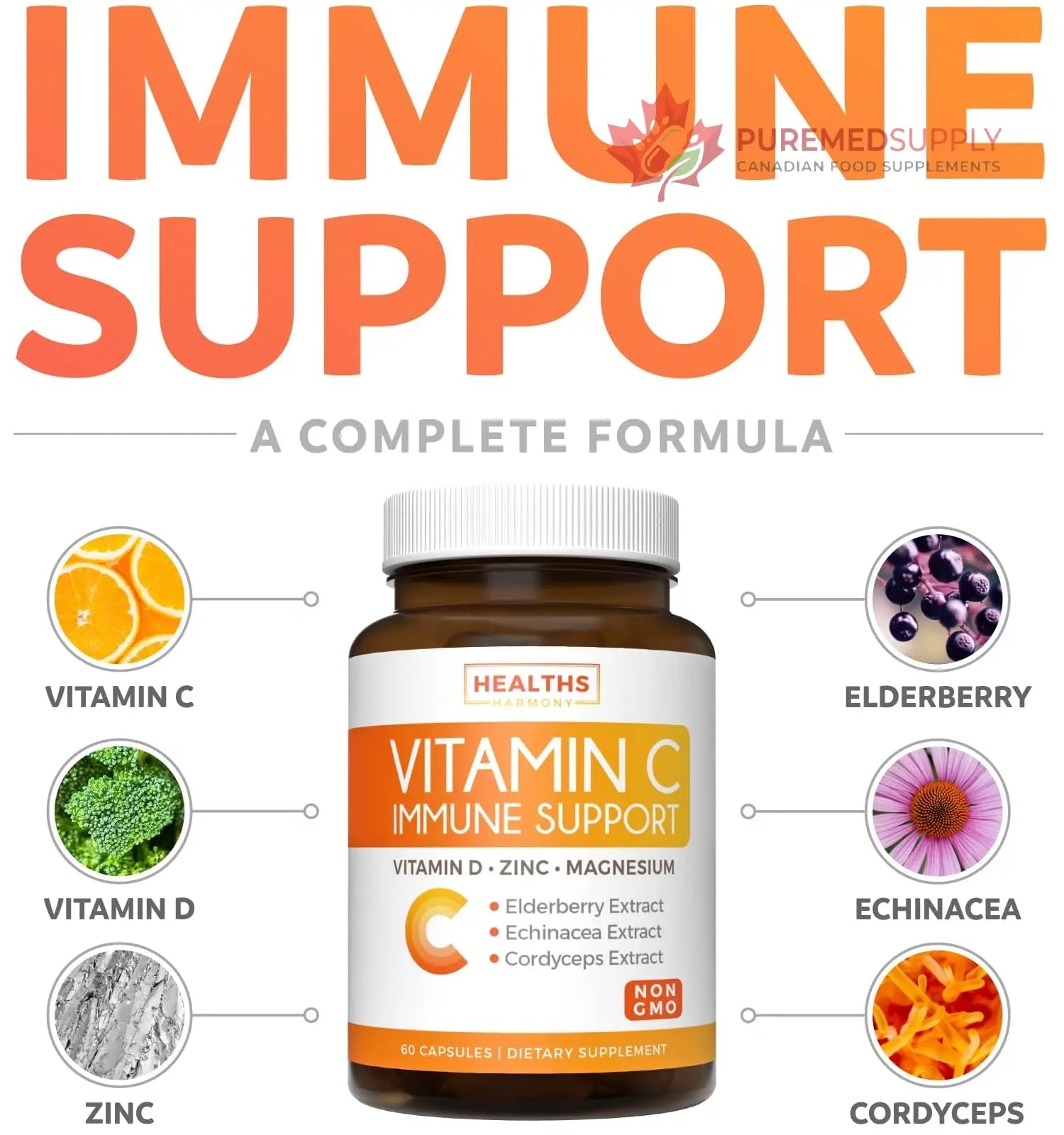 Super Greens & Vitamin C (1-Month Supply) Greens & C Synergy Bundle of Organic Super Greens Powder - Complete Superfood (60 Capsules) & & Vitamin C Immune Support (60 Vegetarian Caps)(Non-GMO) Healths Harmony buy supplements canada