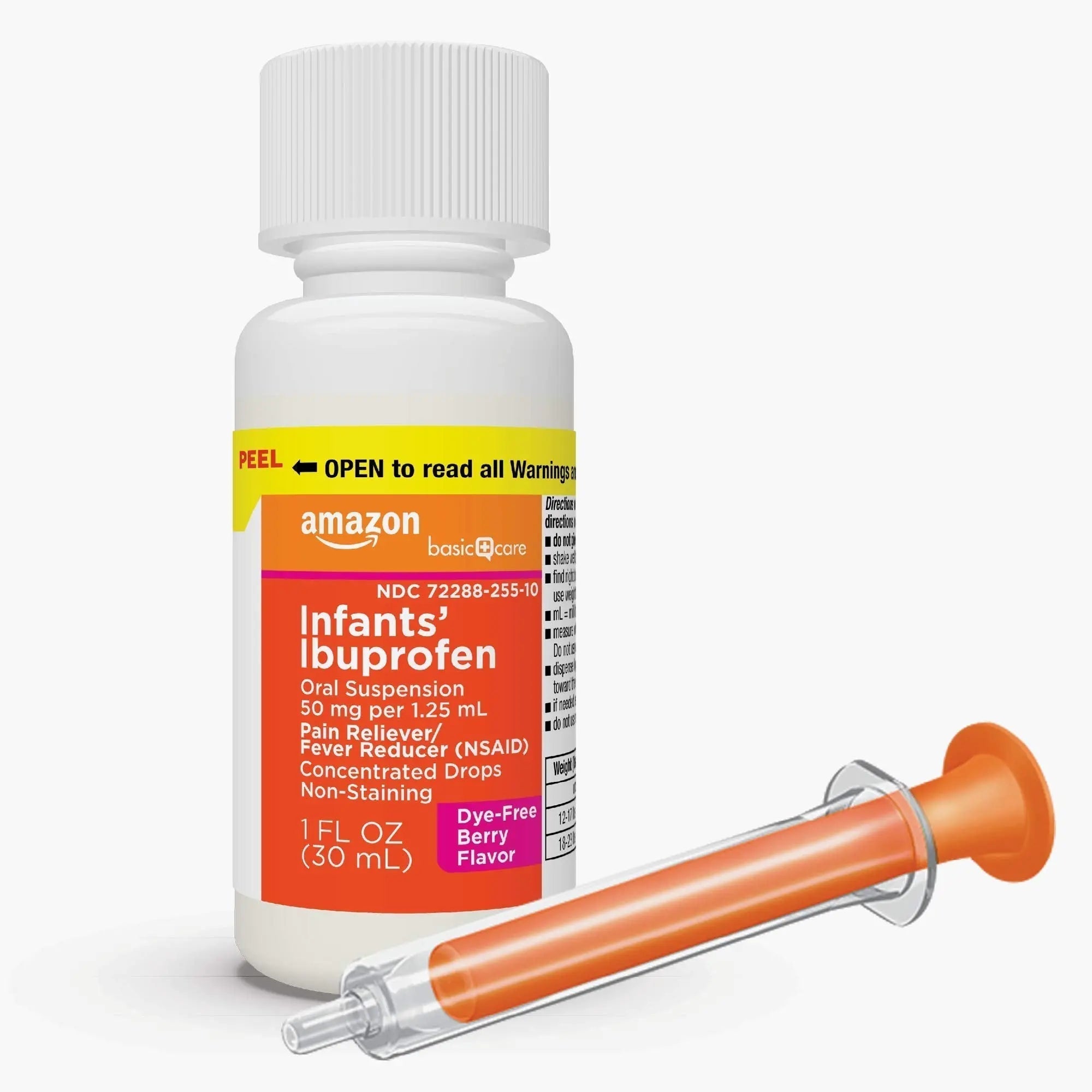 Amazon Basic Care Infants' Ibuprofen Oral Suspension, Pain Reliever and Fever Reducer, 50 mg/1.25 mL, Berry Flavor Concentrated Drops, Dye-Free, 1 fl oz (Pack of 1) Amazon Basic Care buy supplements canada