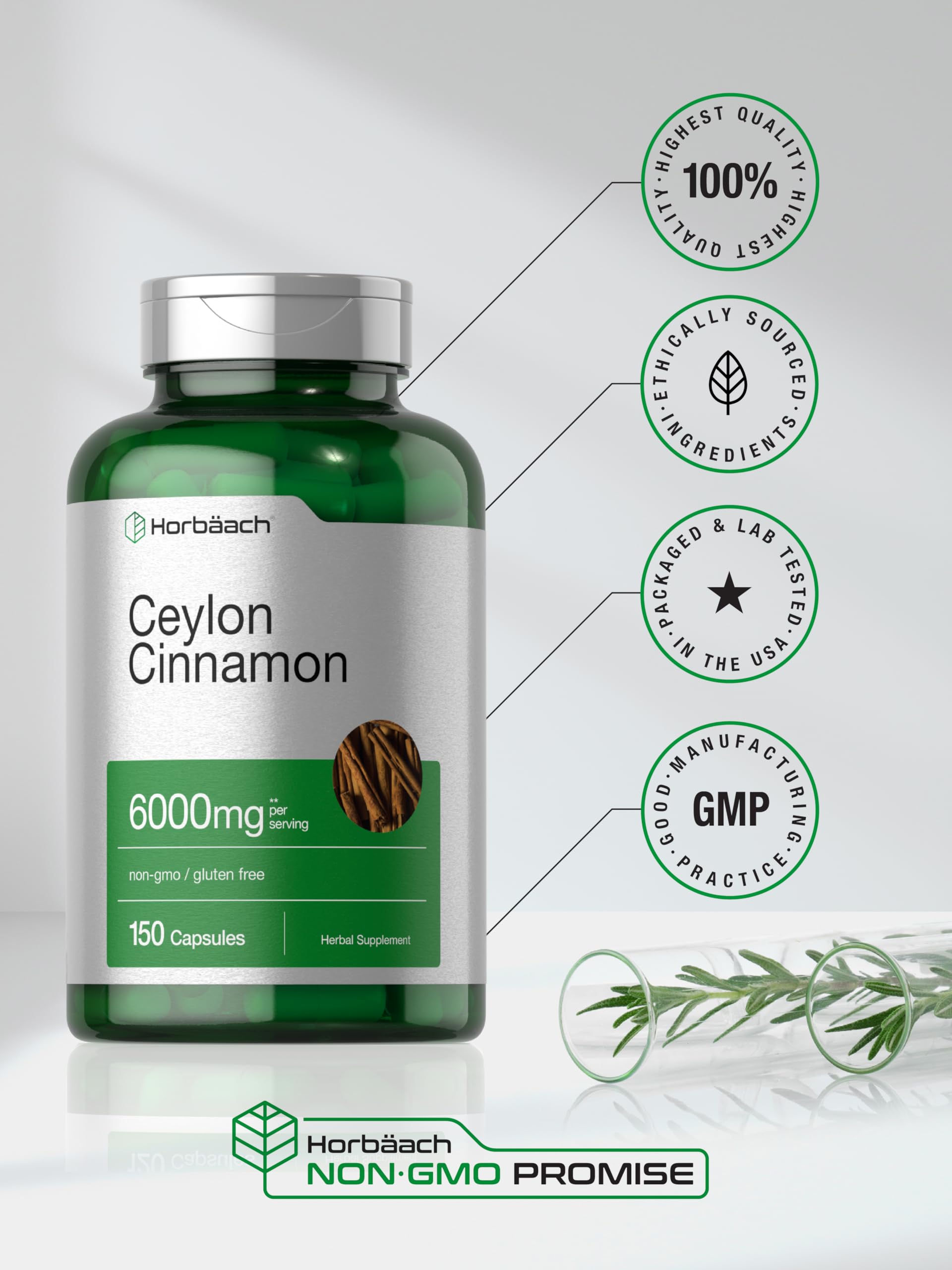 Ceylon Cinnamon Capsules | 6000 mg | 150 Count | Non-GMO & Gluten Free Supplement Horbäach buy supplements canada
