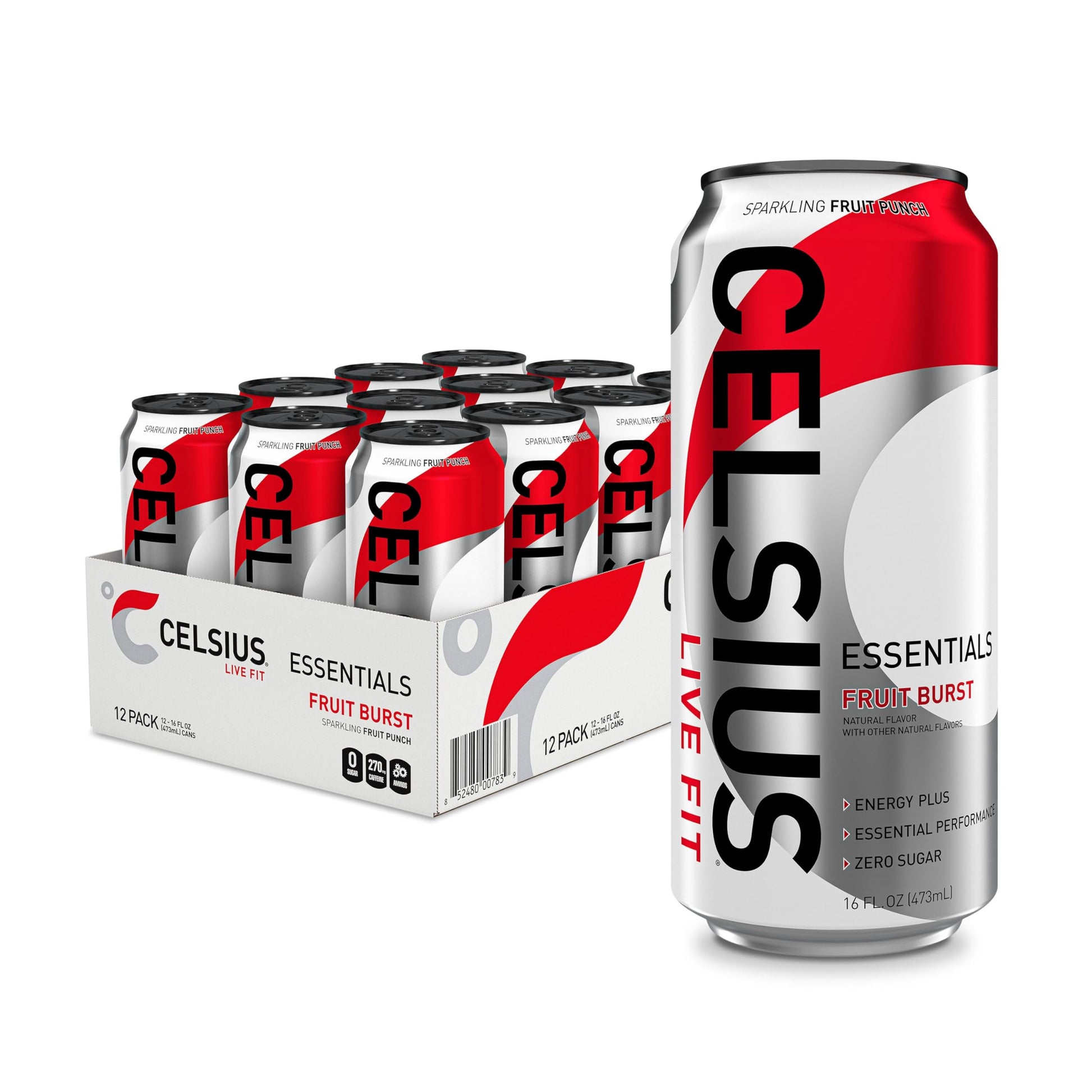 CELSIUS ESSENTIALS, Sparkling Fruit Burst, Performance Energy Drink 16 Fl Oz (Pack of 12) CELSIUS buy supplements canada