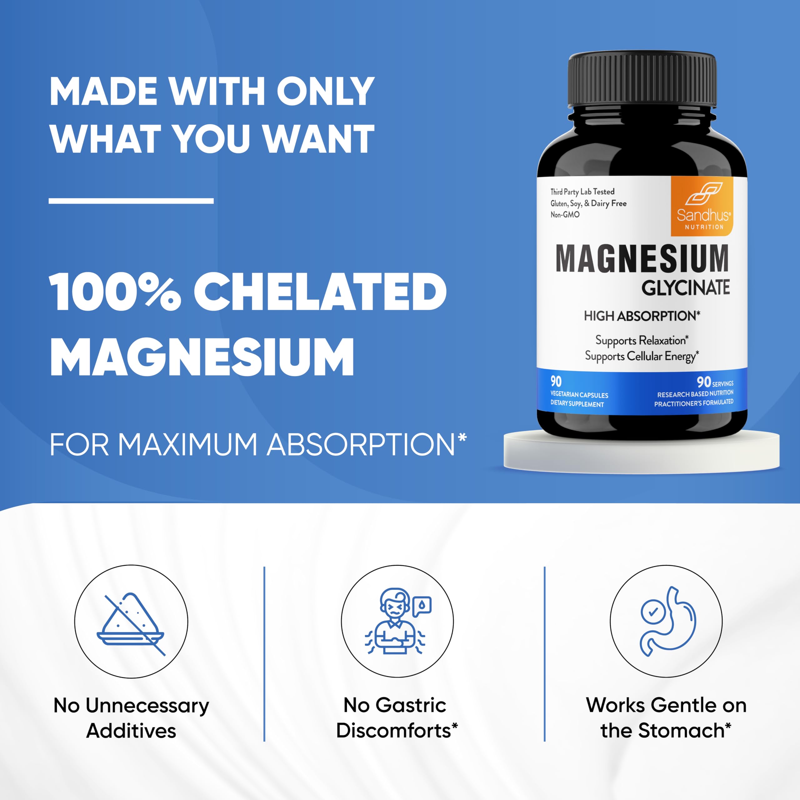 Sandhu's Superior Absorption Magnesium Glycinate 775mg|140mg Elemental Magnesium Sandhu's buy supplements canada