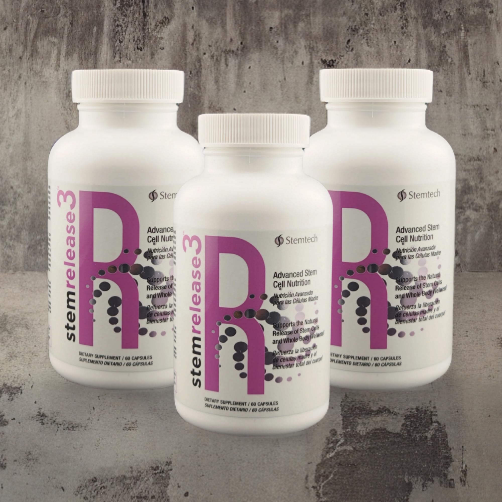 Stemtech Stemrelease3™ Cutting-Edge Stem Cell Nutrition for Natural Renewal and Youthful Vitality, Exclusive Blend for Enhanced Telomere Health 60 Capsules (3 Pack) StemTech buy supplements canada