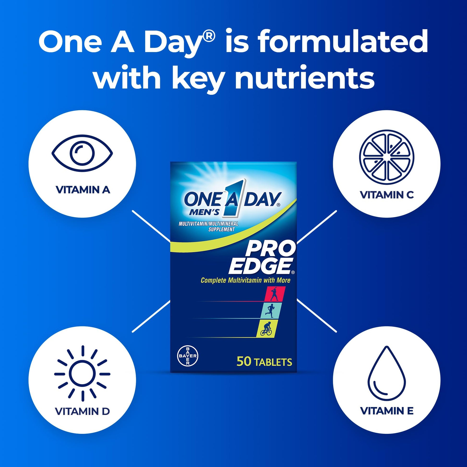 One A Day Men’s Pro Edge Multivitamin, Supplement with Vitamin A,C,D, E and Zinc for Immune Health Support and Magnesium for Healthy Muscle Function, 50 Count ONE A DAY buy supplements canada