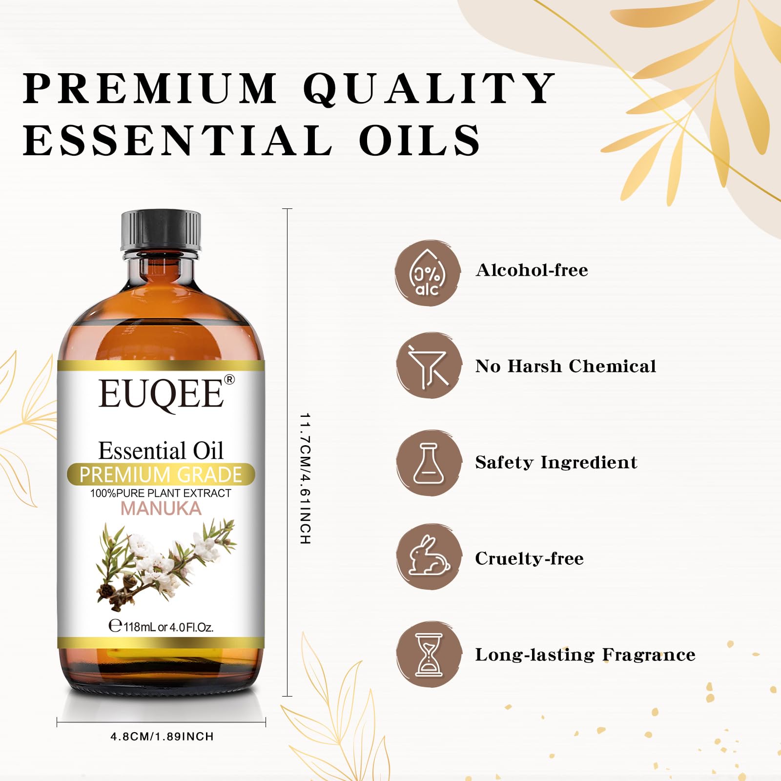 EUQEE Manuka Essential Oil 118ml Large Capacity Pure Manuka Oil with Glass Dropper for Skin EUQEE buy supplements canada