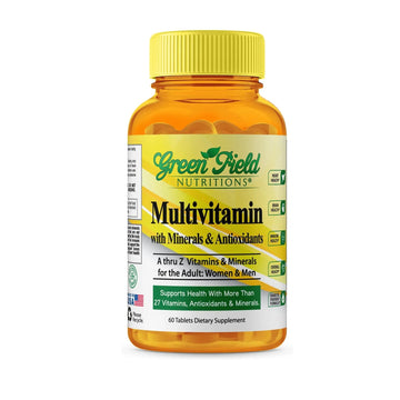 Greenfield Nutritions Halal Multivitamins for Women and Men - 60 Gelatin Free Multivitamin Tablets with 27+ Vitamin Minerals, A, B12, C, D3, Iron and Zinc GREEN FIELD NUTRITIONS buy supplements canada
