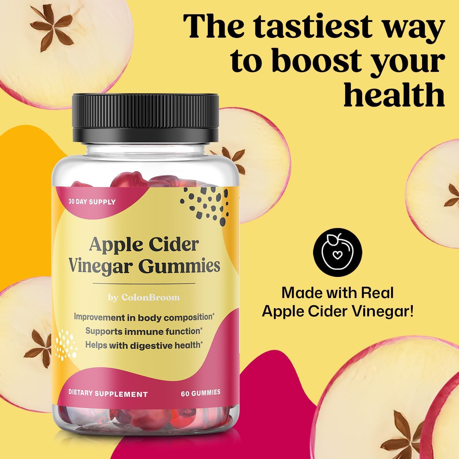ColonBroom Apple Cider Vinegar Gummies for Women, 60 Gummies, 30 Day Supply, Vegan, Non-GMO Supplement – Supports Body Composition, Boost Metabolism & Improves Digestive Wellness ColonBroom buy supplements canada