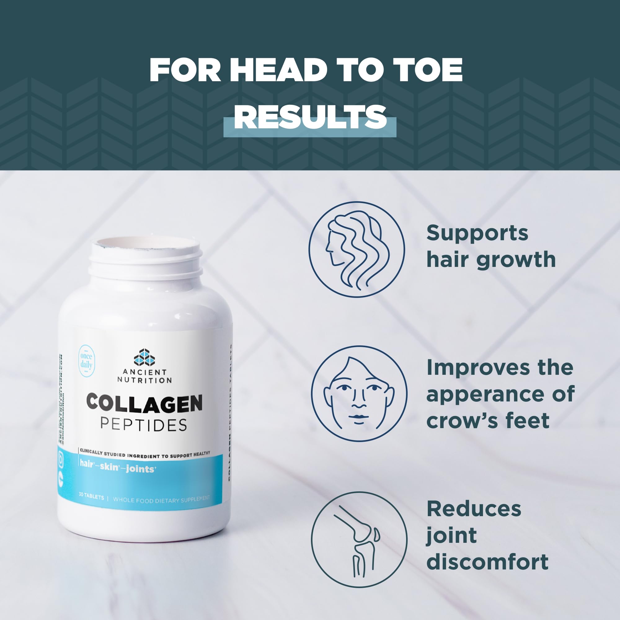 Ancient Nutrition Collagen Peptides, Collagen Peptides Tablets, Unflavored Hydrolyzed Collagen, Supports Healthy Skin, Hair, Joints, Gut, Gluten Free, Paleo, and Keto Friendly, 30 Count Ancient Nutrition buy supplements canada