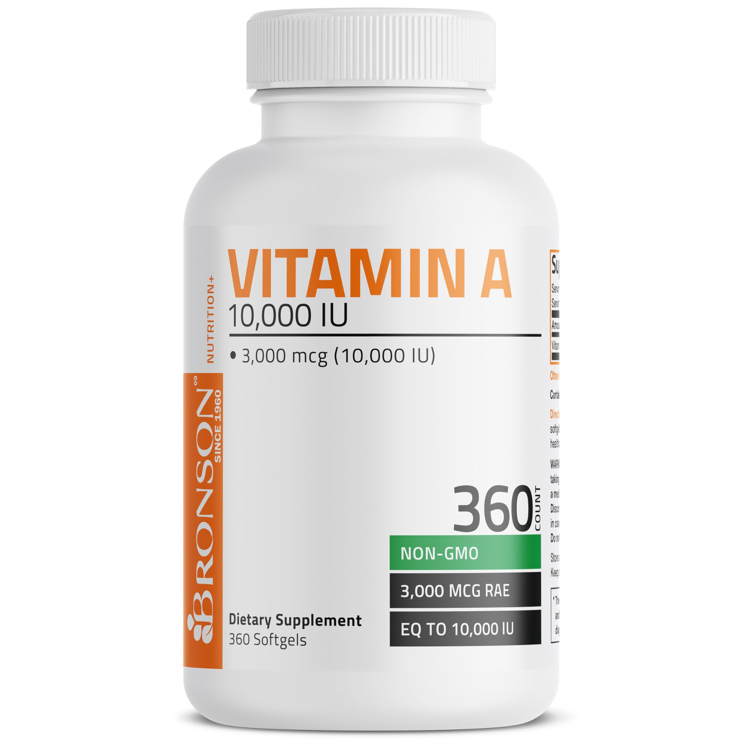 Bronson Vitamin A 10,000 IU Premium Non-GMO Formula Supports Healthy Vision & Immune System and Healthy Growth & Reproduction, 360 Softgels Bronson buy supplements canada