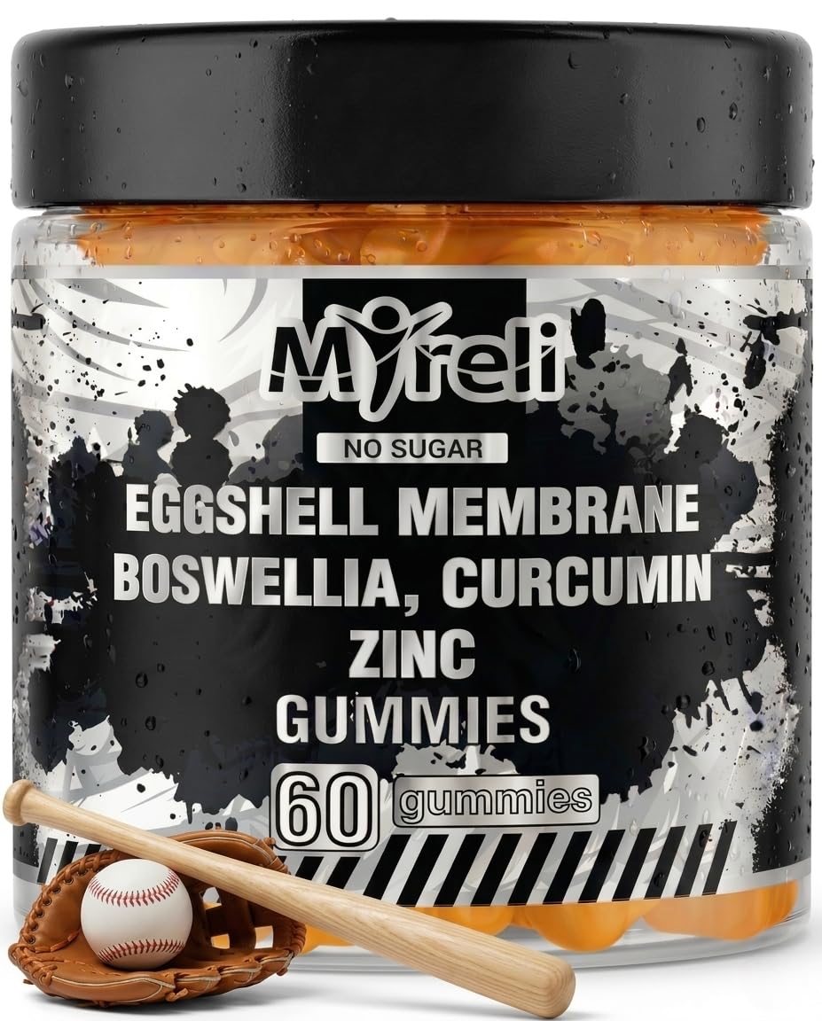 MYRELI Eggshell Membrane 400mg, Boswellia 300mg, Curcumin 250mg & Zinc 20mg Gummies - Baseball Athlete Joint Support, Flexibility, Recovery, Antioxidant, Energy, Endurance - Vegan, Non-GMO, 60 Gummies MYRELI buy supplements canada