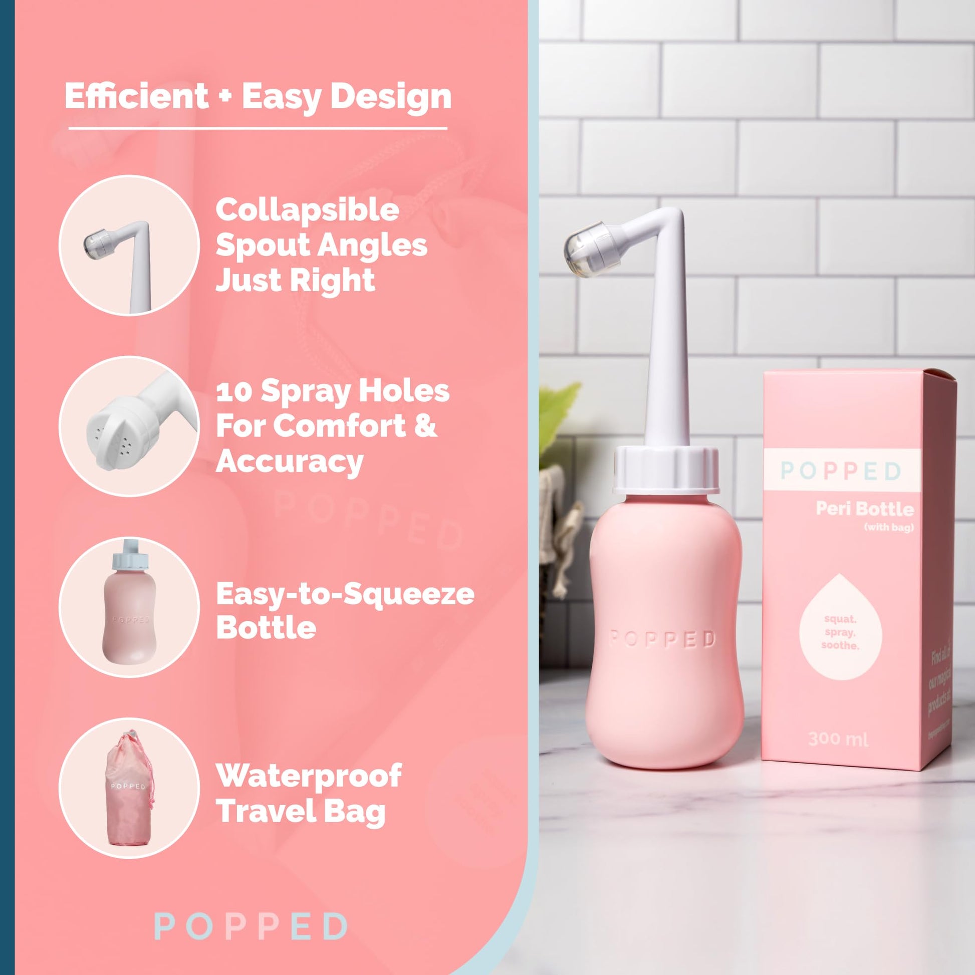 Popped Peri Bottle for Postpartum Care | Portable Bidet | Spray Bottle for Pain Relief, Tears POPPED buy supplements canada