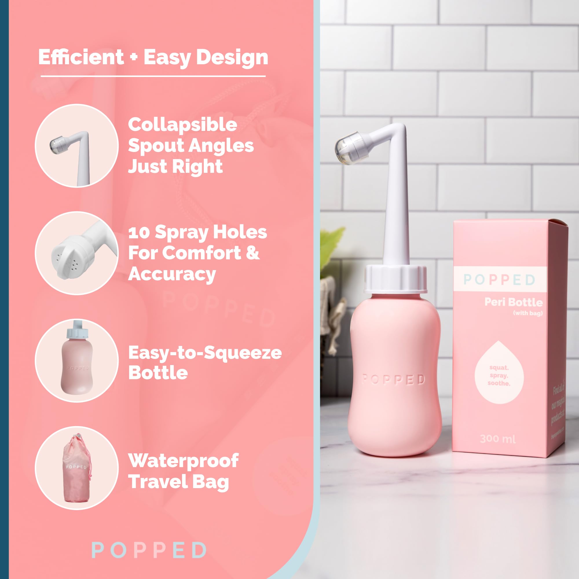 Popped Peri Bottle for Postpartum Care | Portable Bidet | Spray Bottle for Pain Relief, Tears POPPED buy supplements canada