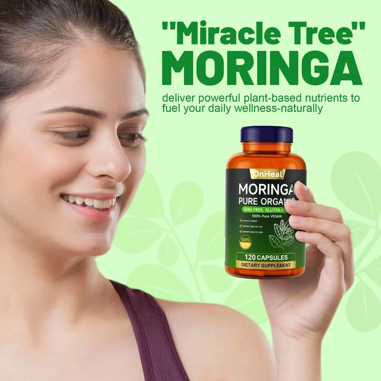YBFQ Organic Moringa Capsules 1000 mg, 120 Count - Moringa Capsules with Organic Olefeira Powder, Supports Healthy Hair and Skin, Energy and Balance YBFQ buy supplements canada