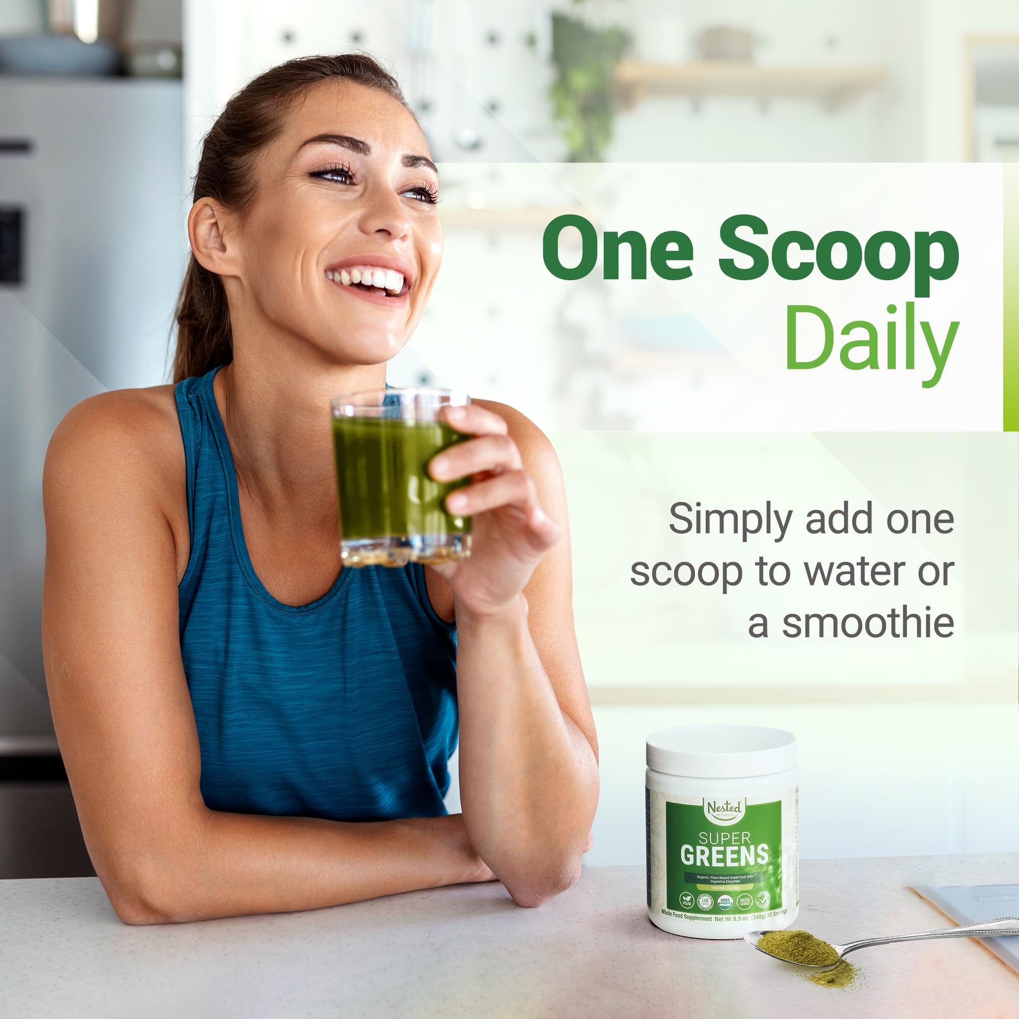 Super Greens Daily Greens Superfood Powder - Certified USDA Organic Green Powder Nested Naturals buy supplements canada