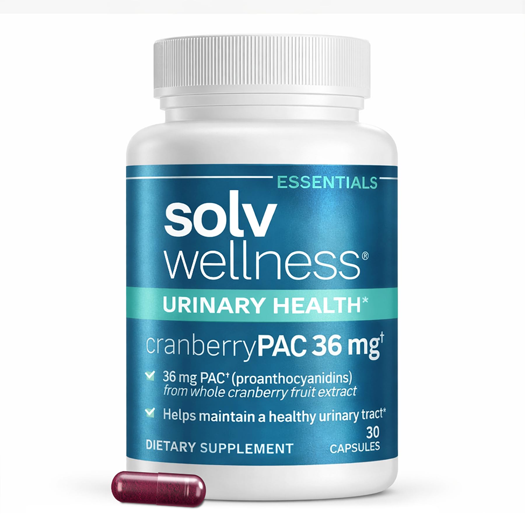Solv Wellness Urinary Health 36 mg Cranberry PAC – Whole Cranberry Fruit Extract, Daily Urinary Tract Health Support, 30 Capsules Solv Wellness buy supplements canada