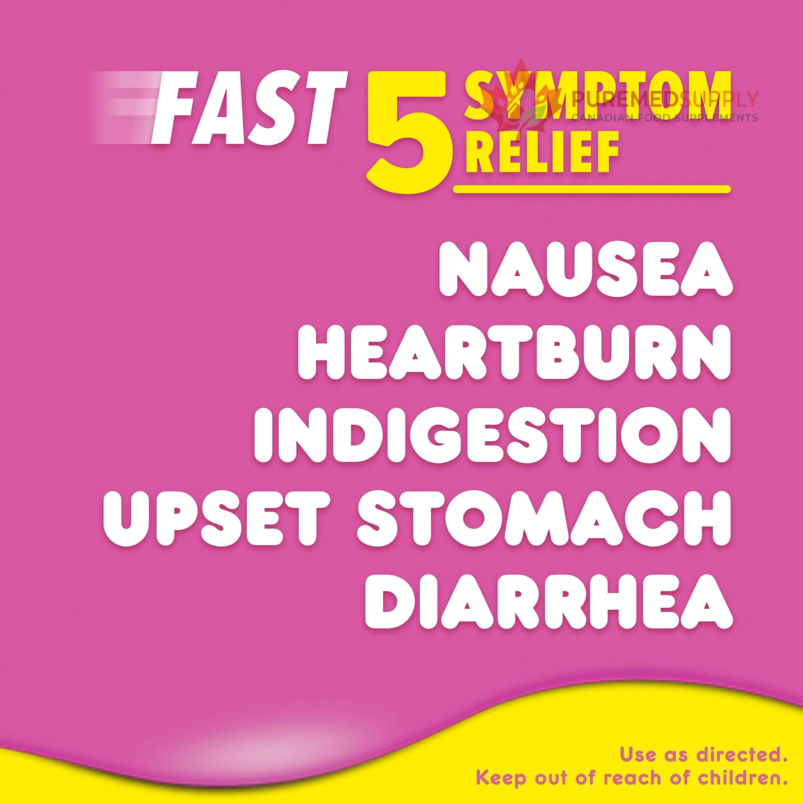 Pepto Bismol Liquicaps, Upset Stomach Relief, Nausea Relief, Heartburn Relief, Indigestion Relief, Anti Diarrhea Medication for Adults - 5 Symptom Fast Relief, No Flavor, 48 ct Pepto Bismol buy supplements canada