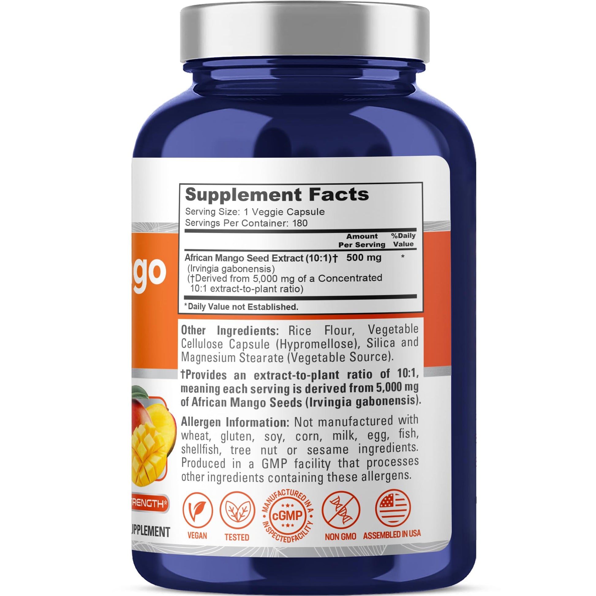 NusaPure African Mango 10:1 Extract, 500 mg Equivalent to 5,000 mg per Veggie Caps 180 Capsules (Non-GMO, Vegan) NusaPure buy supplements canada
