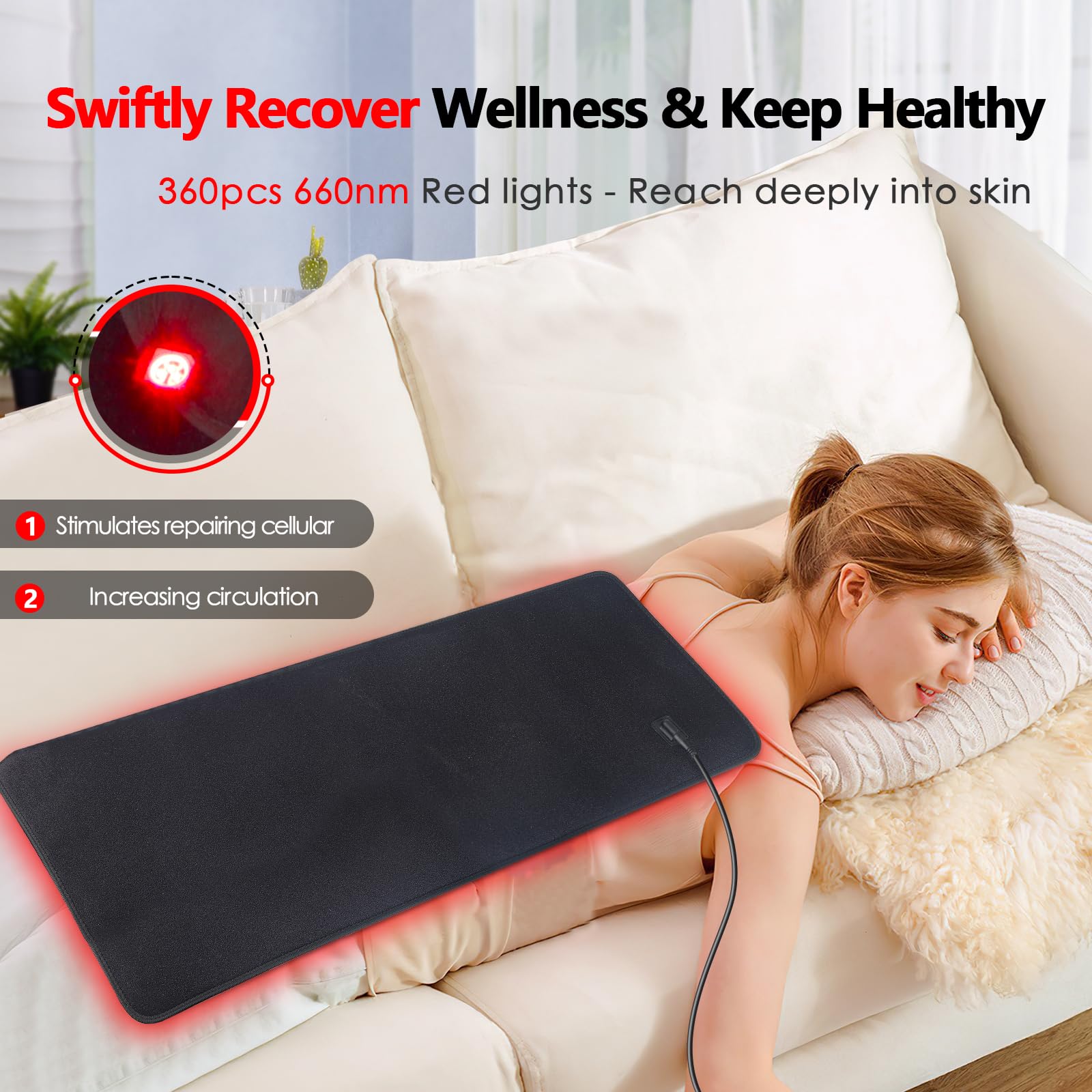 RUISQM Red Light Therapy Mat for Body - 360 LEDs Large Red & Infrared Light Therapy Pad Blanket RUISQM buy supplements canada