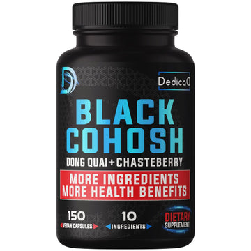 DEDICAD 12in1 Black Cohosh 5-Month Supply for Menopause Support Supplement with Dong Quai, Chasteberry, Red Raspberry, Licorice, Wild Yam & More - 150 Capsules DEDICAD buy supplements canada