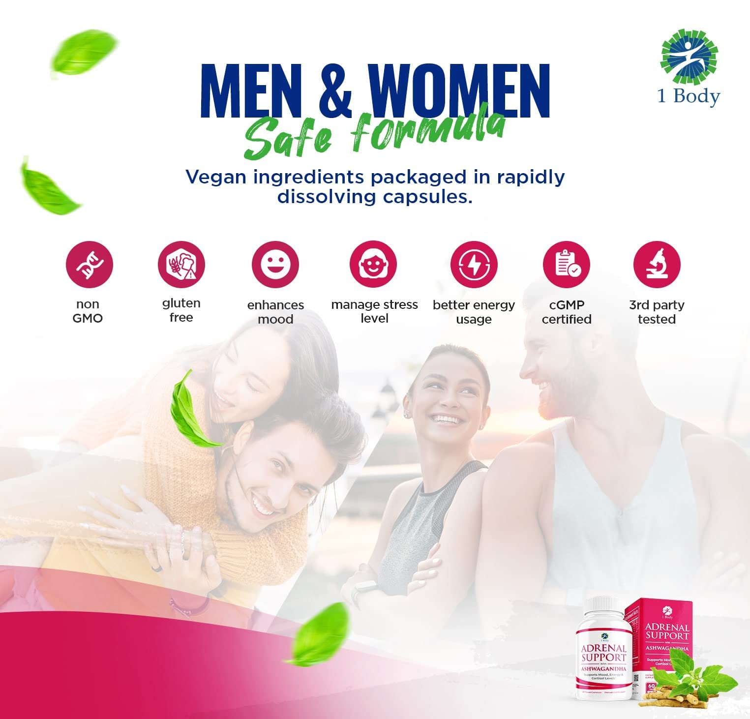 1 Body Adaptogen Complex Supplement with Ashwagandha - 60 Vegan Cap 1 Body buy supplements canada