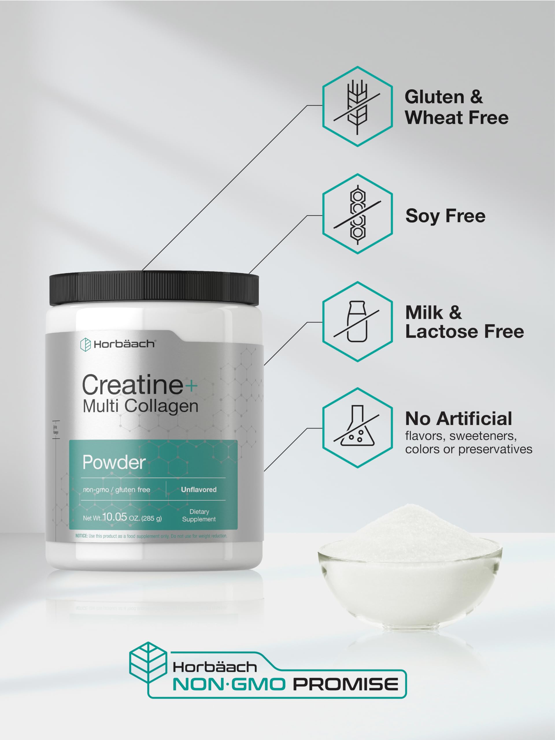 Horbäach Creatine Monohydrate Powder | with Collagen and L-Taurine | 10.05 oz | Unflavored | for Women and Men | Non-GMO, Gluten Free Horbäach buy supplements canada