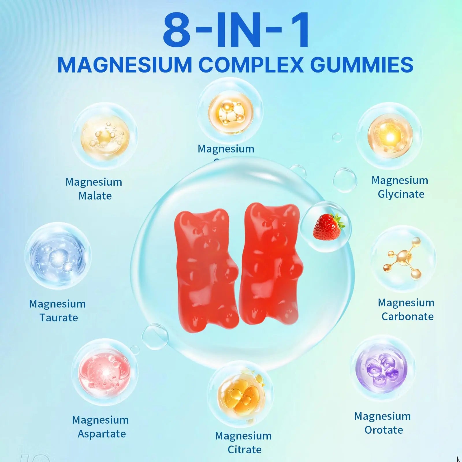 Magnesium Complex Gummies for Women Men 8 in 1, Magnesium Glycinate, Citrate, Malate, Taurate, Supports Bones, Muscle, Nerve Health, Sugar-Free, Vegan Non-GMO, Strawberry Flavor, 120 Count HUUAYAO buy supplements canada