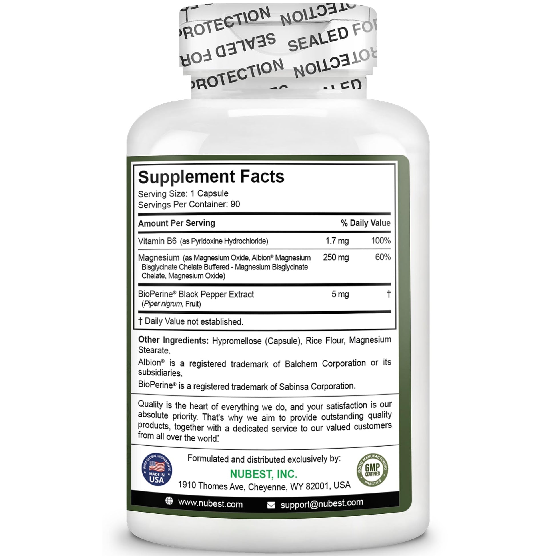 Magnesium Glycinate Chelate Complex with Albion Magnesium Bisglycinate Chelate, Vitamin B6 & BioPerine for Bone, Muscle, Natural Sleep, NuBest buy supplements canada