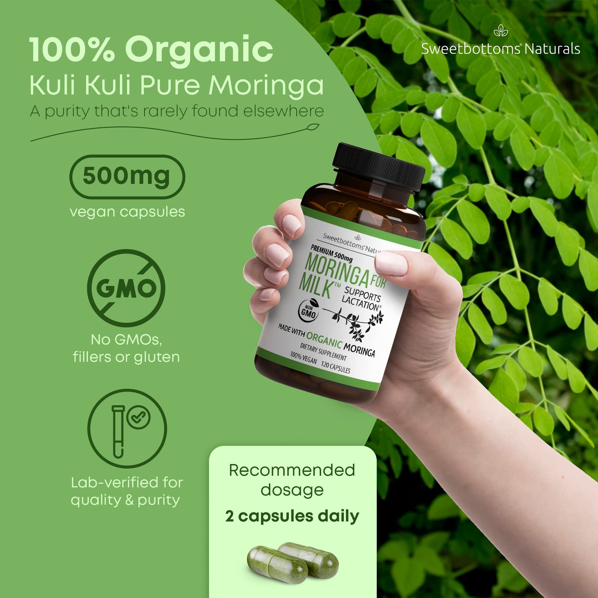 Lactation Supplement - Organic Moringa Capsules for Breastfeeding Support to Increase Breastmilk Supply (120 ct) Pure Malunggay Leaf Powder for Milk Production Booster Sweetbottoms buy supplements canada