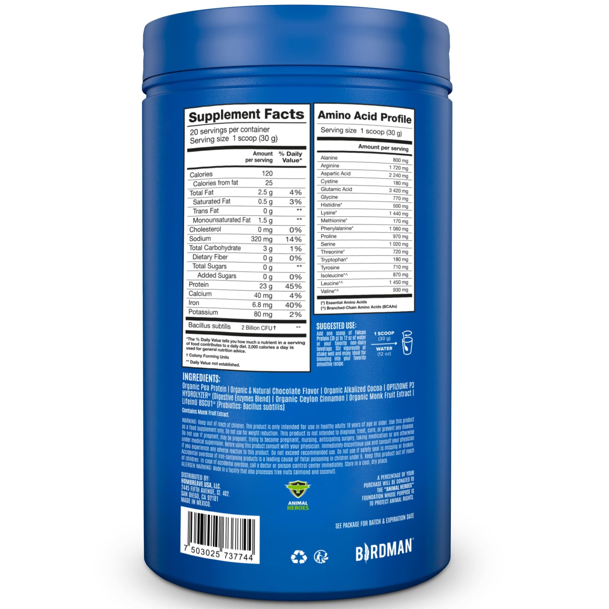 BIRDMAN Falcon Vegan Protein Powder Organic, Stevia & Sugar Free, Plant Based Protein BIRDMAN buy supplements canada