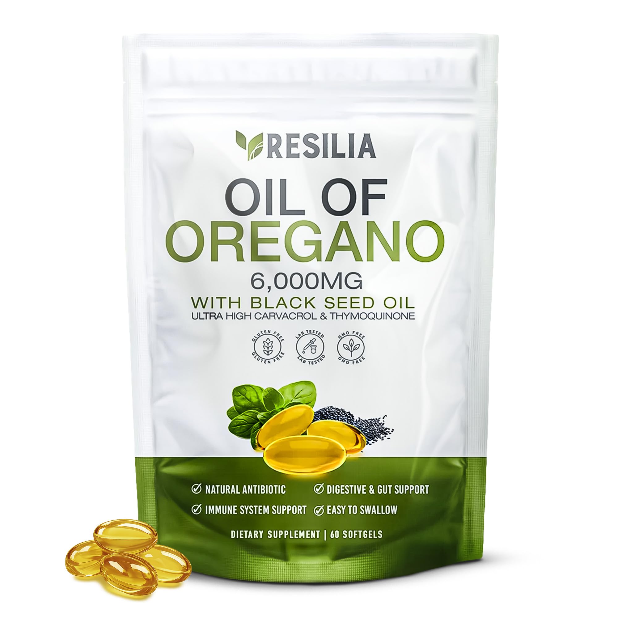Resilia Softgels with Black Seed Oil 6000mg – Organic Oregano Oil Capsules for Immune & Digestive Support – Non-GMO, Gluten-Free Softgels Resilia Oil Of Oregano buy supplements canada