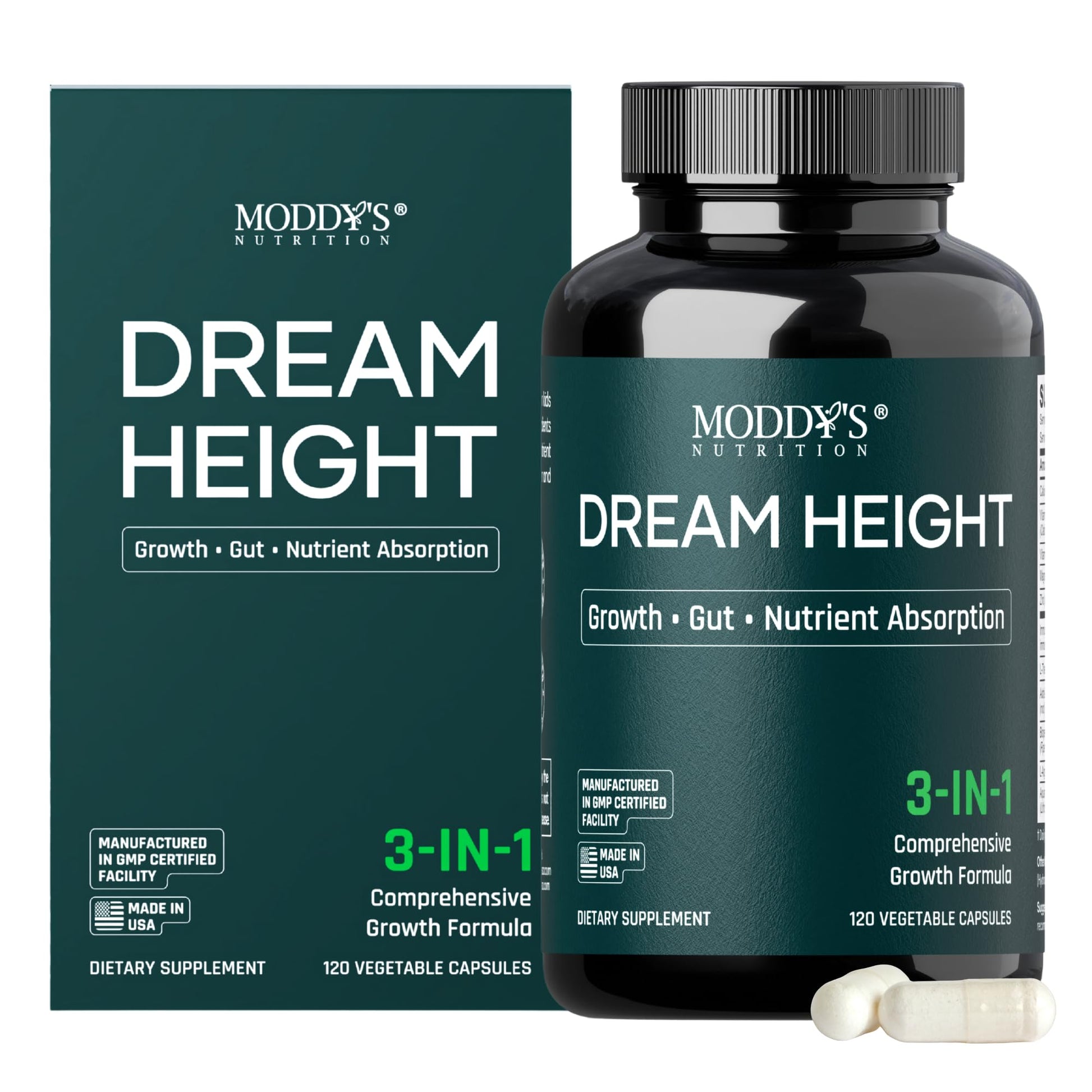 Moddy's Nutrition DreamHeight Growth Supplement for Kids & Teens, Bone, Immune & Sleep Support, Clinically Studied Formula, 120 Small Easy-to-Swallow Capsules Moddy's Nutrition buy supplements canada