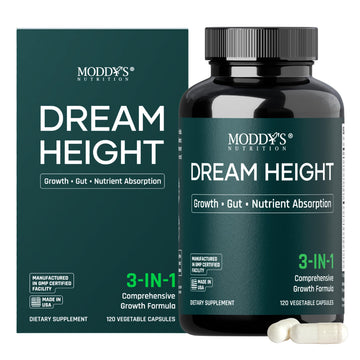 Moddy's Nutrition DreamHeight Growth Supplement for Kids & Teens, Bone, Immune & Sleep Support, Clinically Studied Formula, 120 Small Easy-to-Swallow Capsules Moddy's Nutrition buy supplements canada