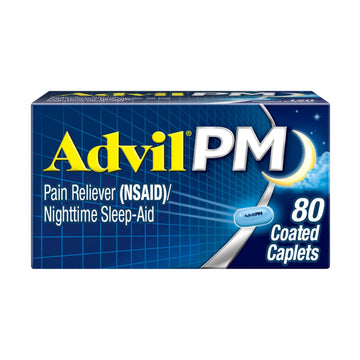 Advil PM Pain Reliever and Nighttime Sleep Aid, Pain Medicine with Ibuprofen for Pain Relief and Diphenhydramine Citrate for a Sleep Aid - 80 Coated Caplets Advil buy supplements canada