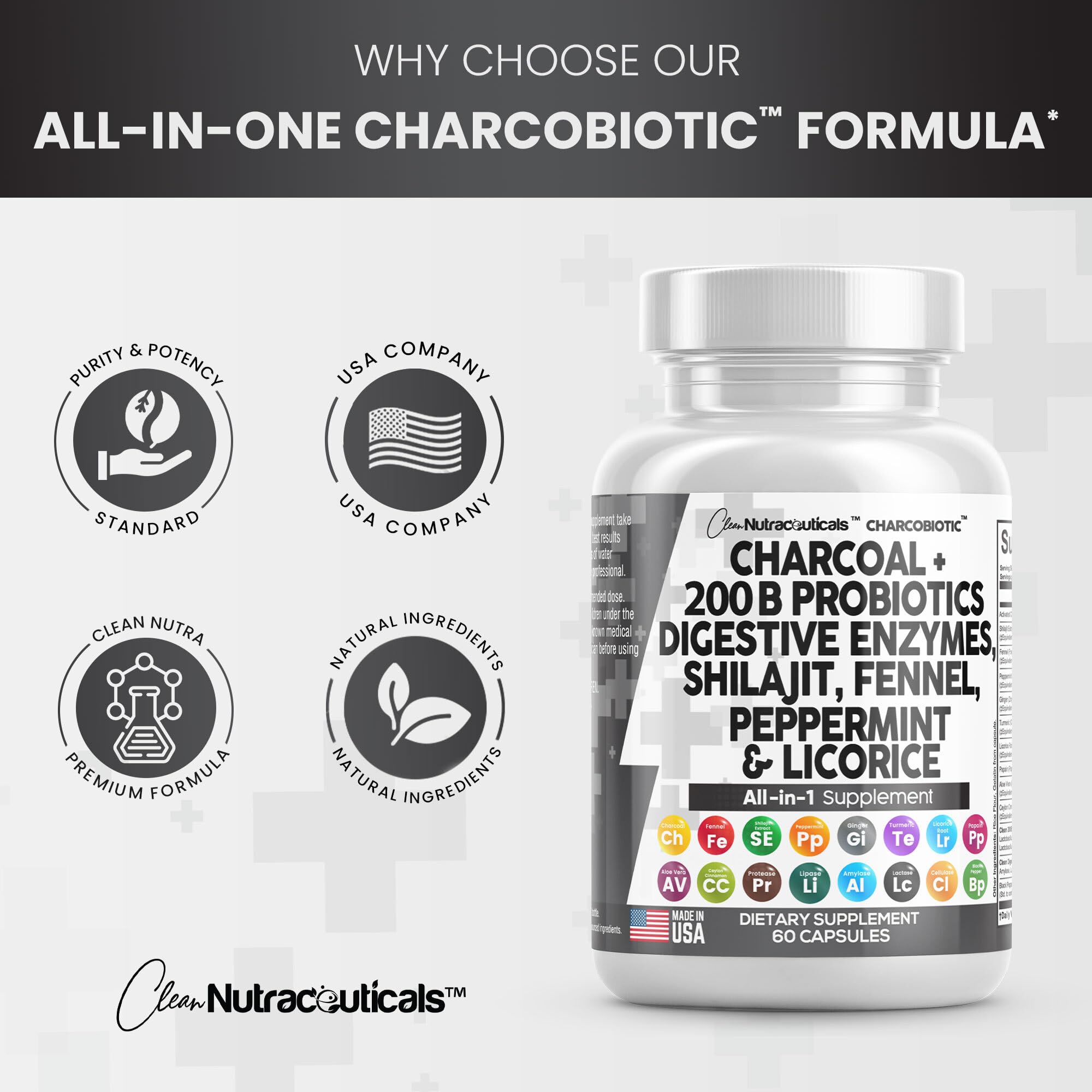 Clean Nutra Activated Charcoal Capsules 1000mg Shilajit 5000mg Pills Clean Nutraceuticals buy supplements canada