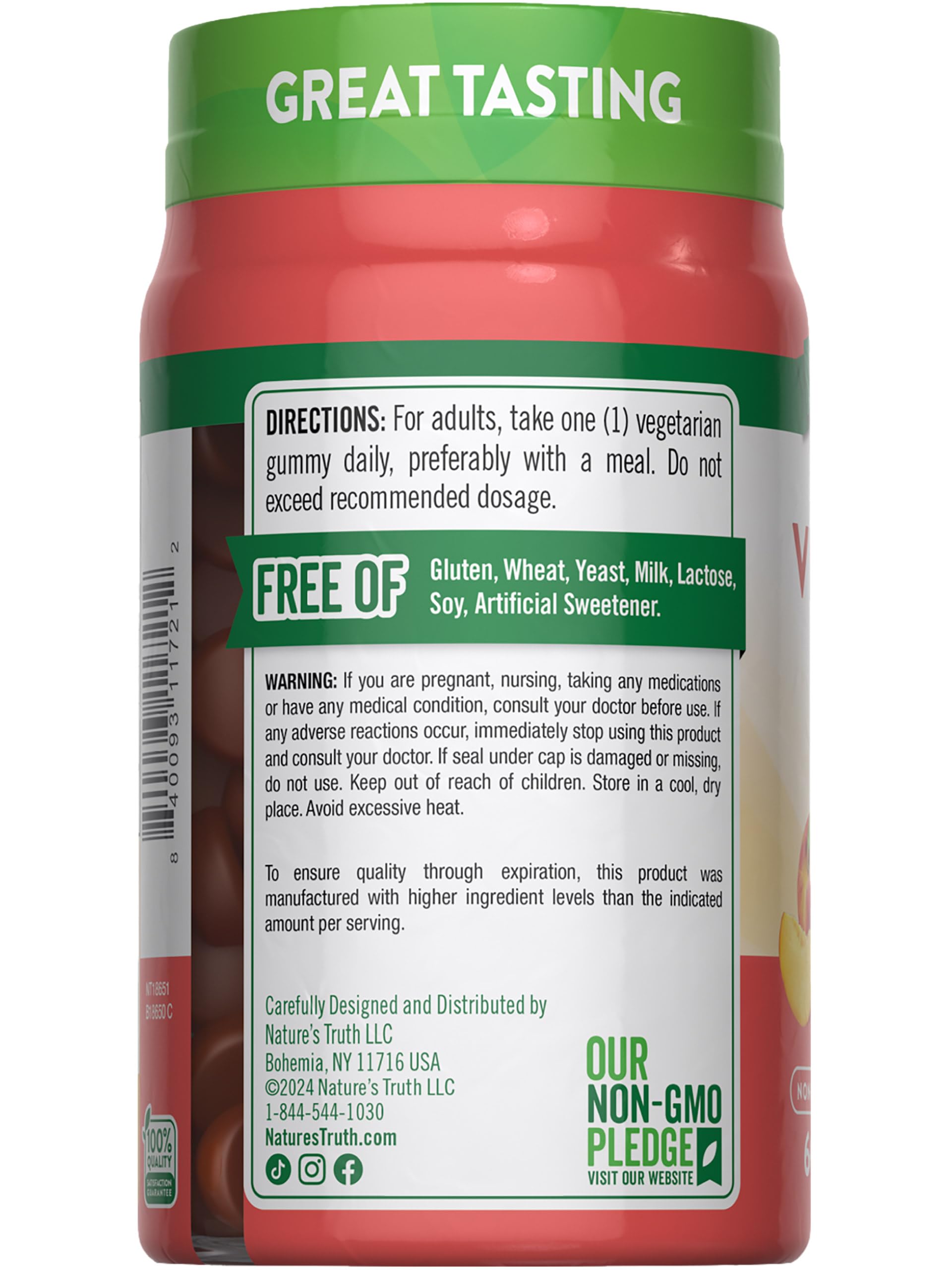 Nature's Truth Vitamin D3 Gummies | 5000 IU | 60 Count | Peach Flavor | Vegetarian, Non-GMO & Gluten Free Supplement Nature's Truth buy supplements canada