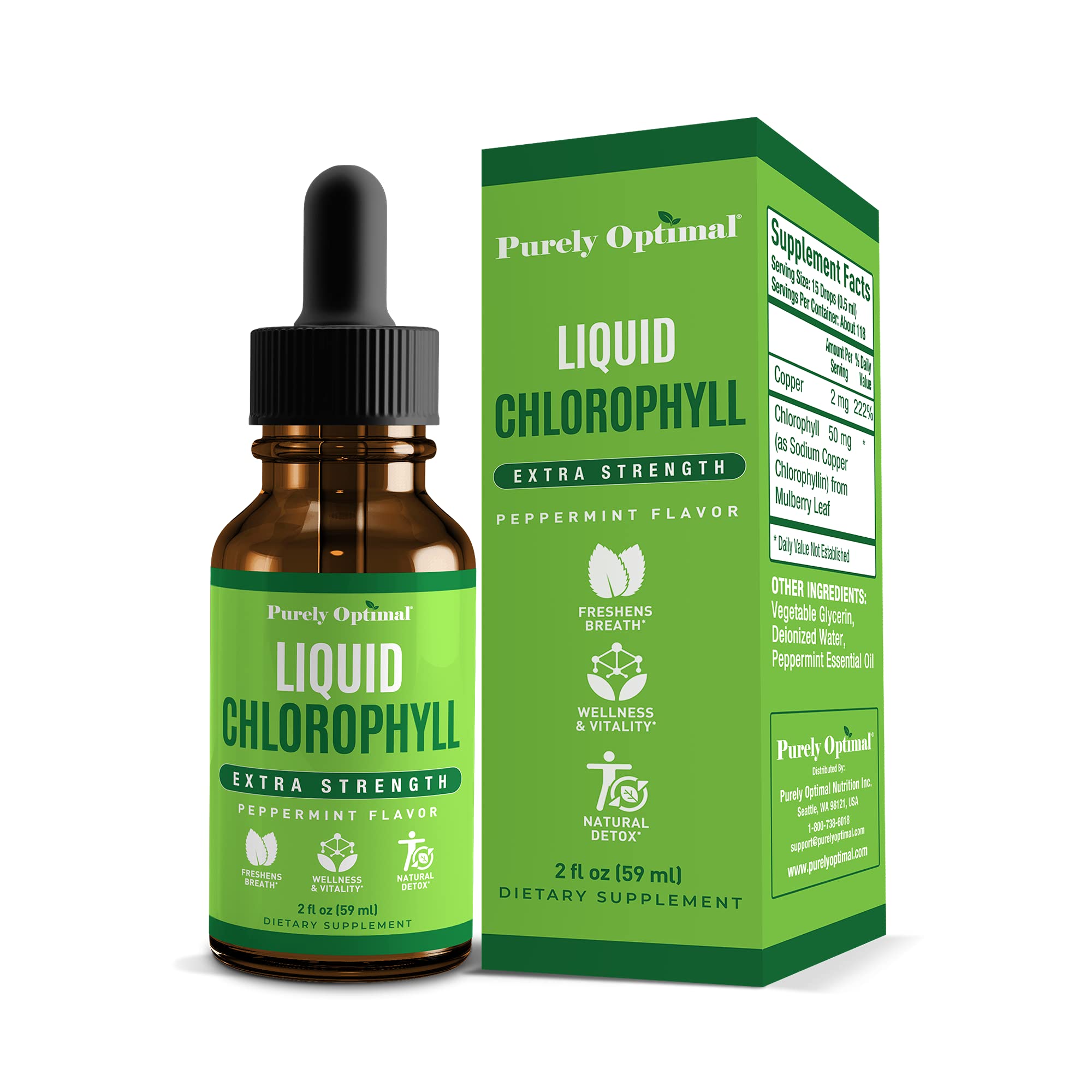 Premium Chlorophyll Liquid Drops - 100% Natural & Gluten Free Liquid Chlorophyll Purely Optimal buy supplements canada