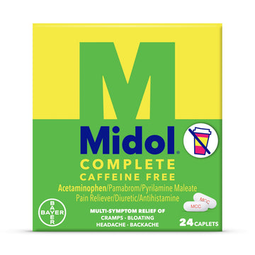 Midol Complete Caffeine Free Caplets 24ct: Midol Complete Caffeine Free Menstrual Pain Relief Caplets with Acetaminophen, Provides Headache Relief and Period Cramps Relief, 24 Count Midol buy supplements canada