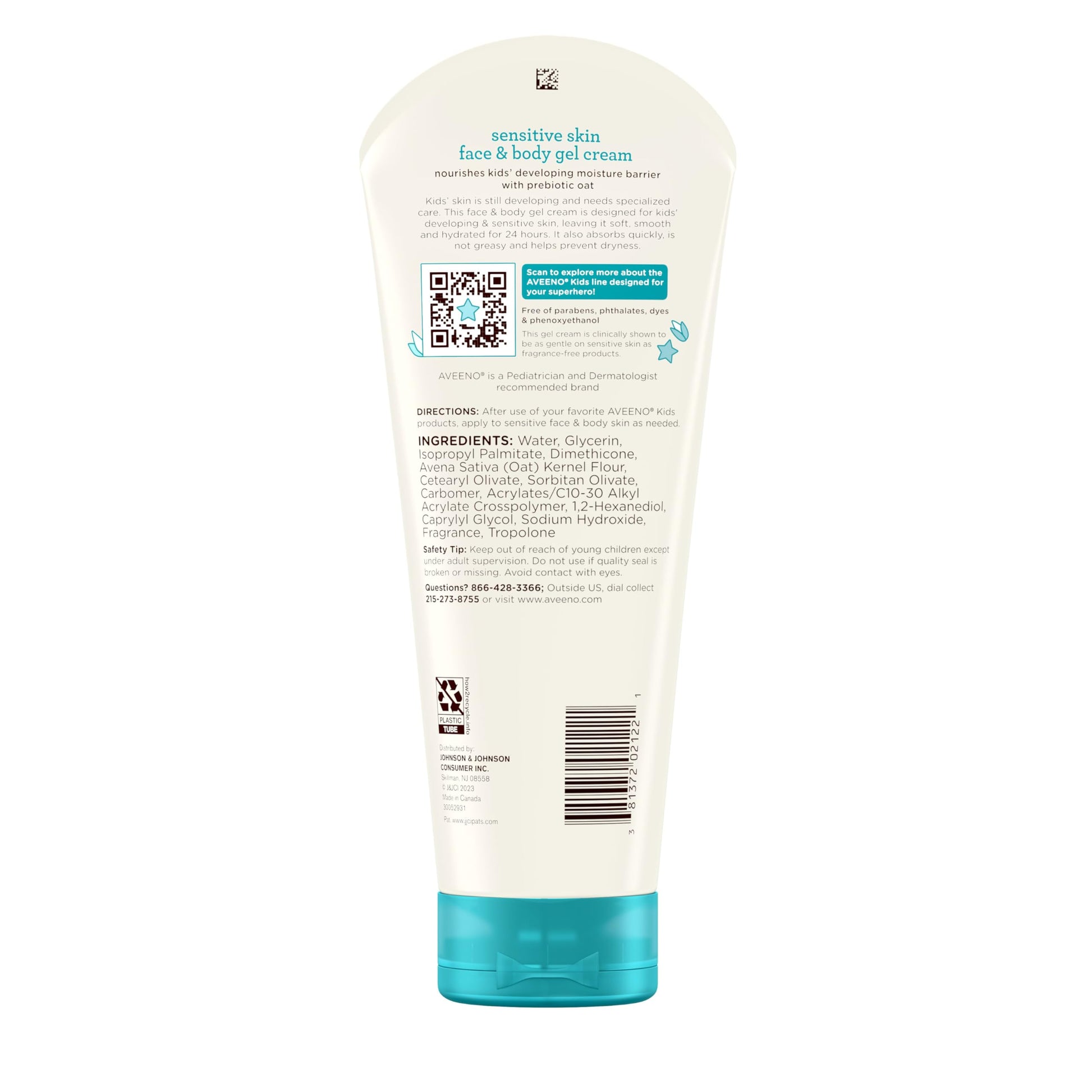 Aveeno Sensitive Skin Face & Body Gel Cream for Kids with Prebiotic Oat, Clinically Proven 24 Hour Hydration for Soft Skin Aveeno Baby buy supplements canada