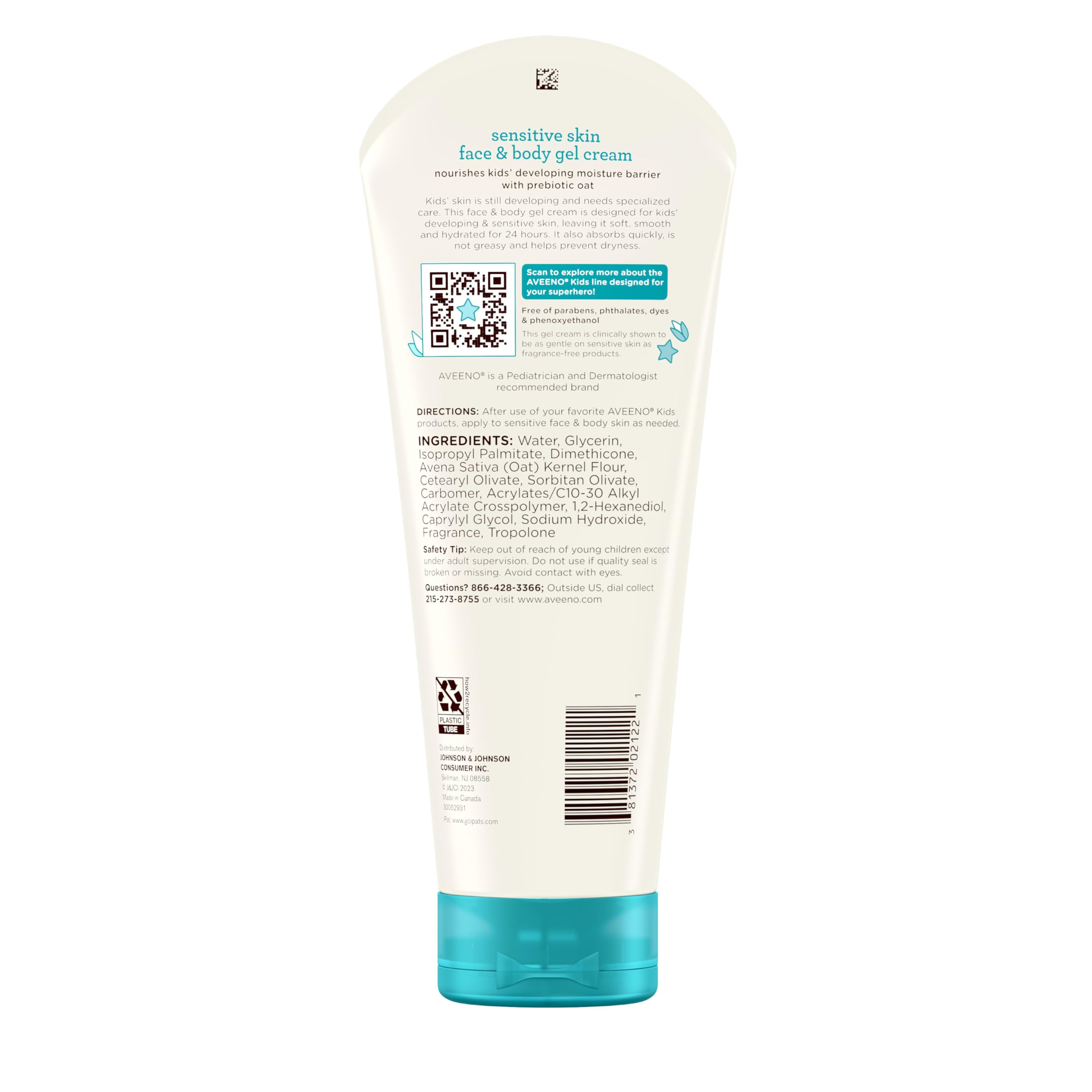 Aveeno Sensitive Skin Face & Body Gel Cream for Kids with Prebiotic Oat, Clinically Proven 24 Hour Hydration for Soft Skin Aveeno Baby buy supplements canada