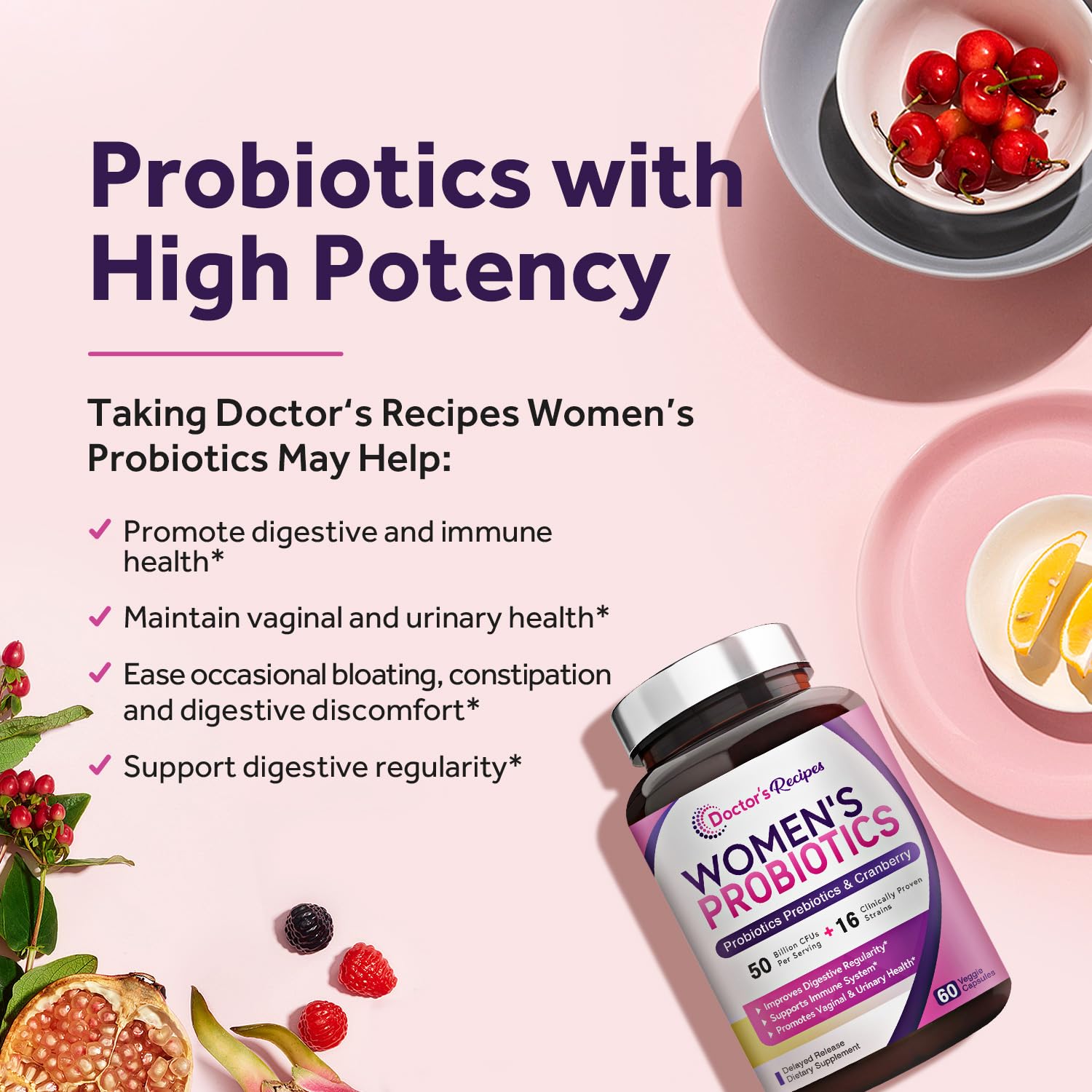 Doctor's Recipes Women's Probiotics, 50 Billion CFU 16 Strains, with Organic Prebiotics Doctor's Recipes buy supplements canada