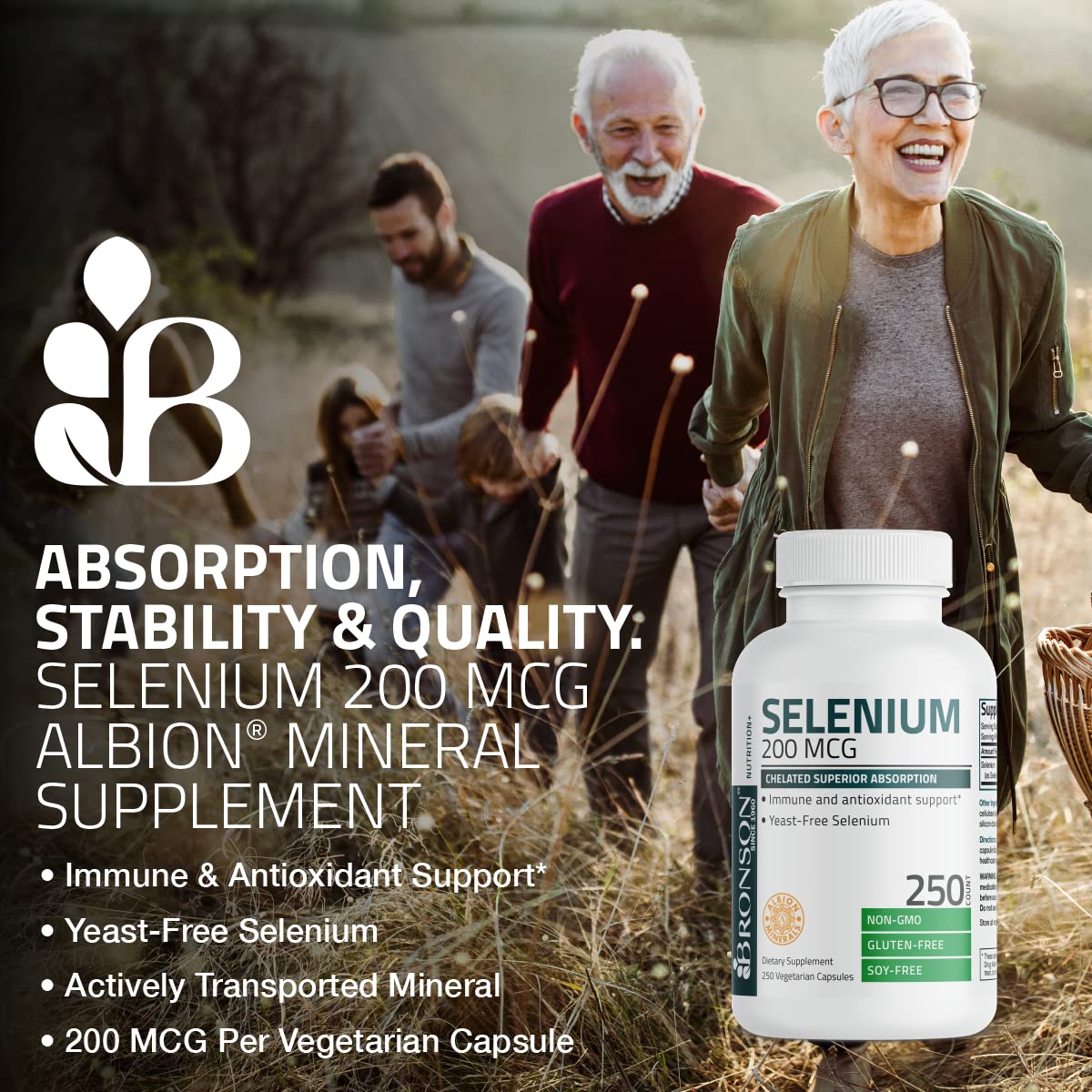 Bronson Selenium 200 mcg – Yeast Free Chelated Amino Acid Complex - Essential Trace Mineral with Superior Absorption Bronson buy supplements canada
