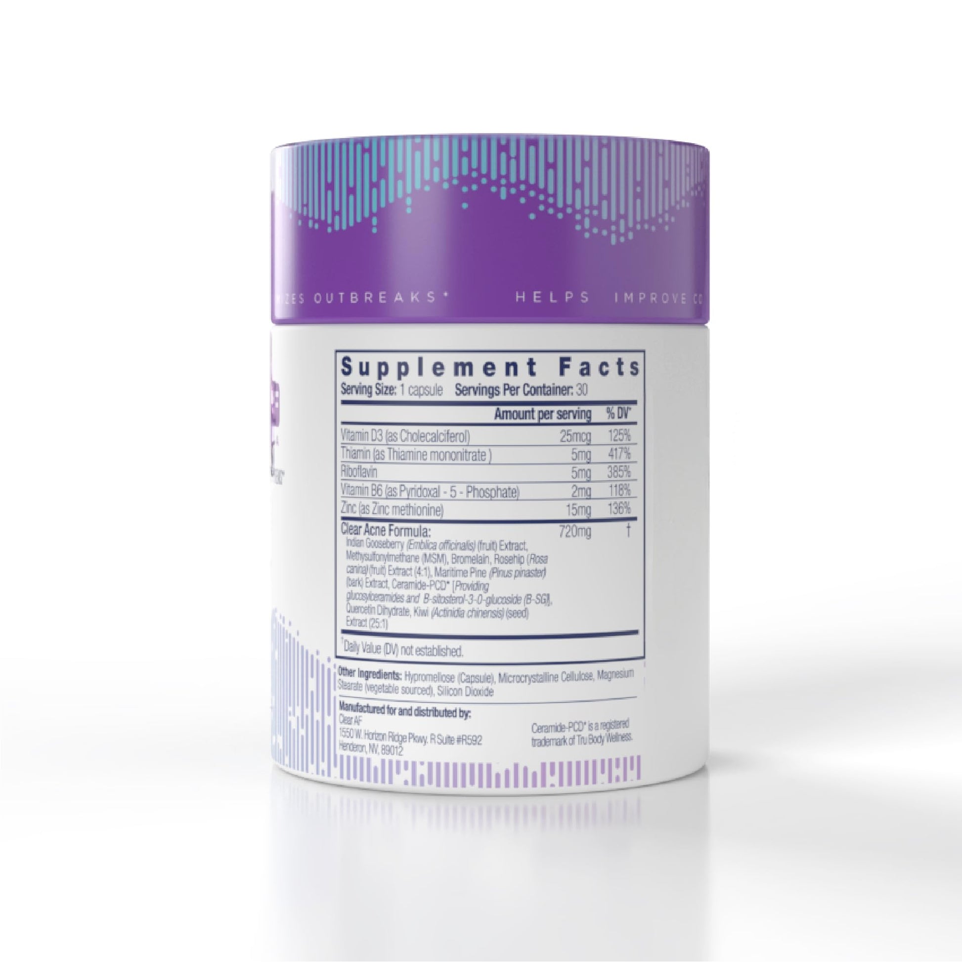 Clear AF Clear Skin Supplement | Skin Barrier Hydration & Clear Complexion Support with Vegan Ceramides, Zinc, Vitamin D3, B6, Riboflavin & Thiamine | Vegan Capsules | 30-Day Supply Clear AF buy supplements canada