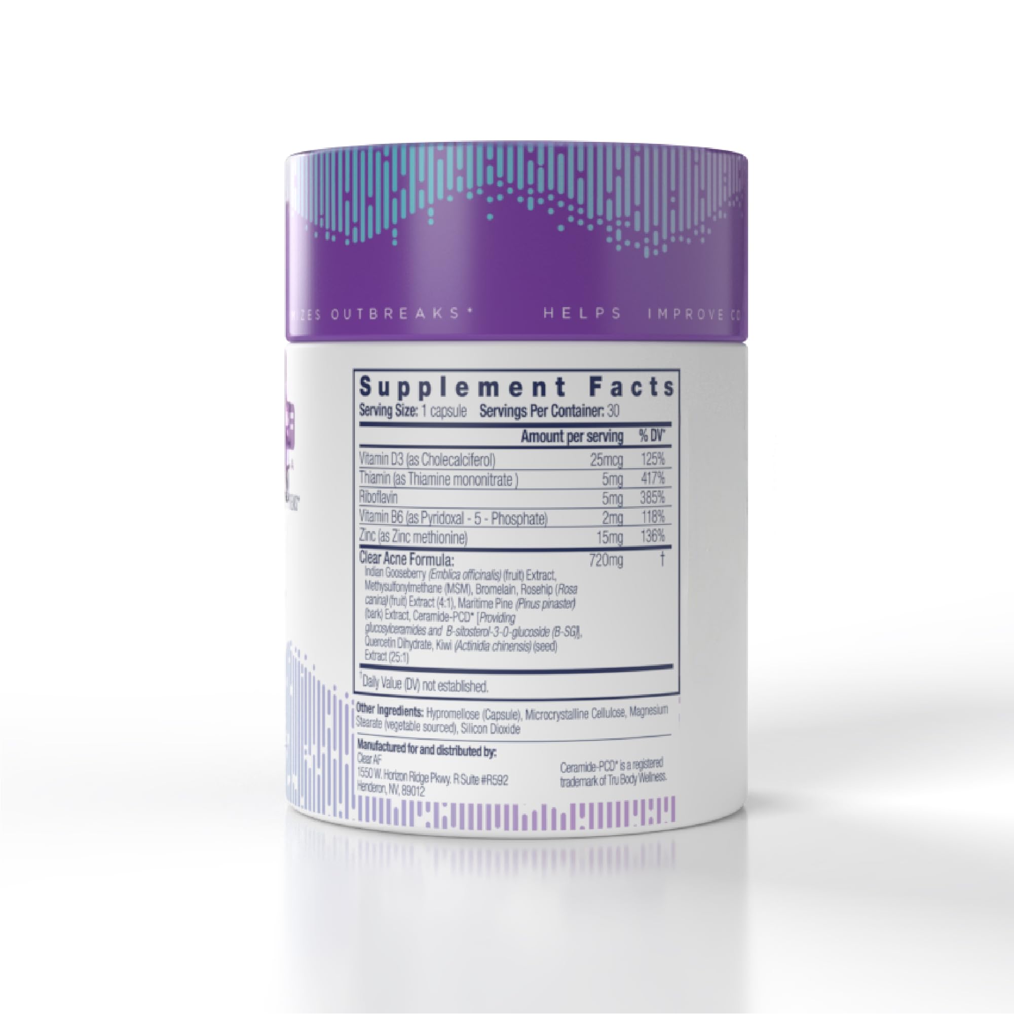 Clear AF Clear Skin Supplement | Skin Barrier Hydration & Clear Complexion Support with Vegan Ceramides, Zinc, Vitamin D3, B6, Riboflavin & Thiamine | Vegan Capsules | 30-Day Supply Clear AF buy supplements canada