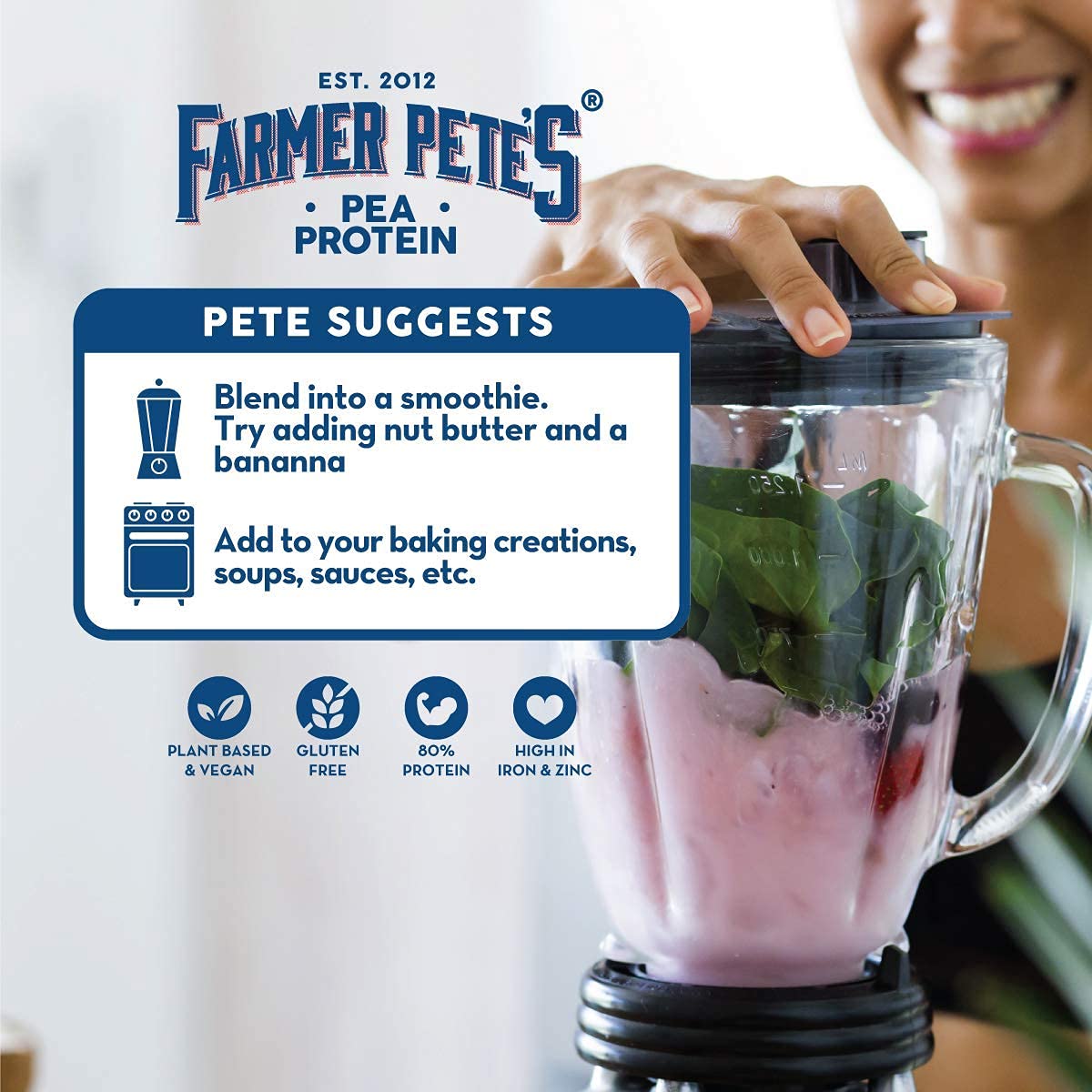 Farmer Pete's Pea Protein Powder 1kg - Dairy Free, Gluten Free, Natural Plant Based Vegan Protein Powder Isolate (1kg) Farmer Pete's buy supplements canada
